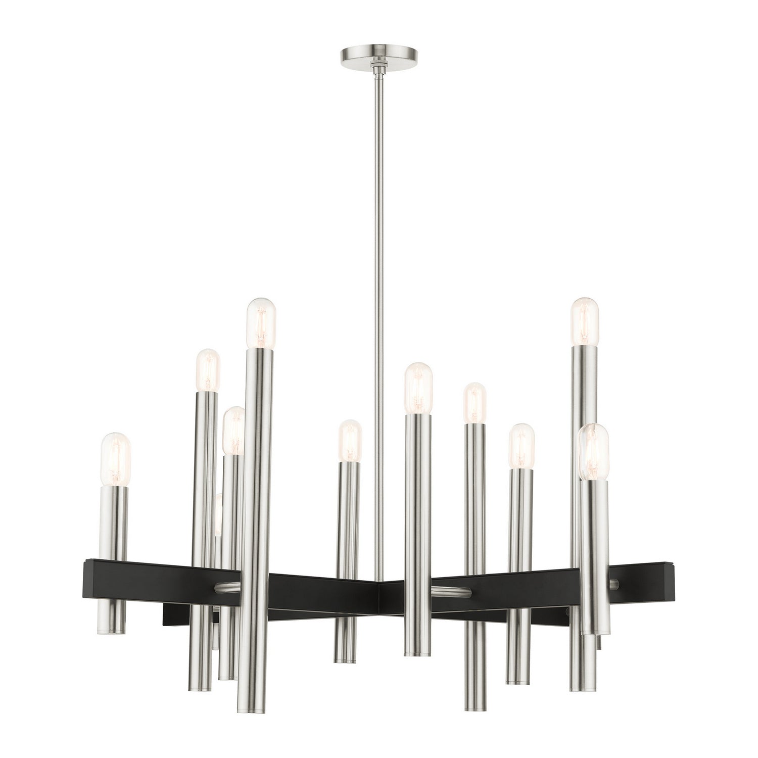 Livex Lighting - 49999-91 - 12 Light Chandelier - Helsinki - Brushed Nickel w/ Blacks