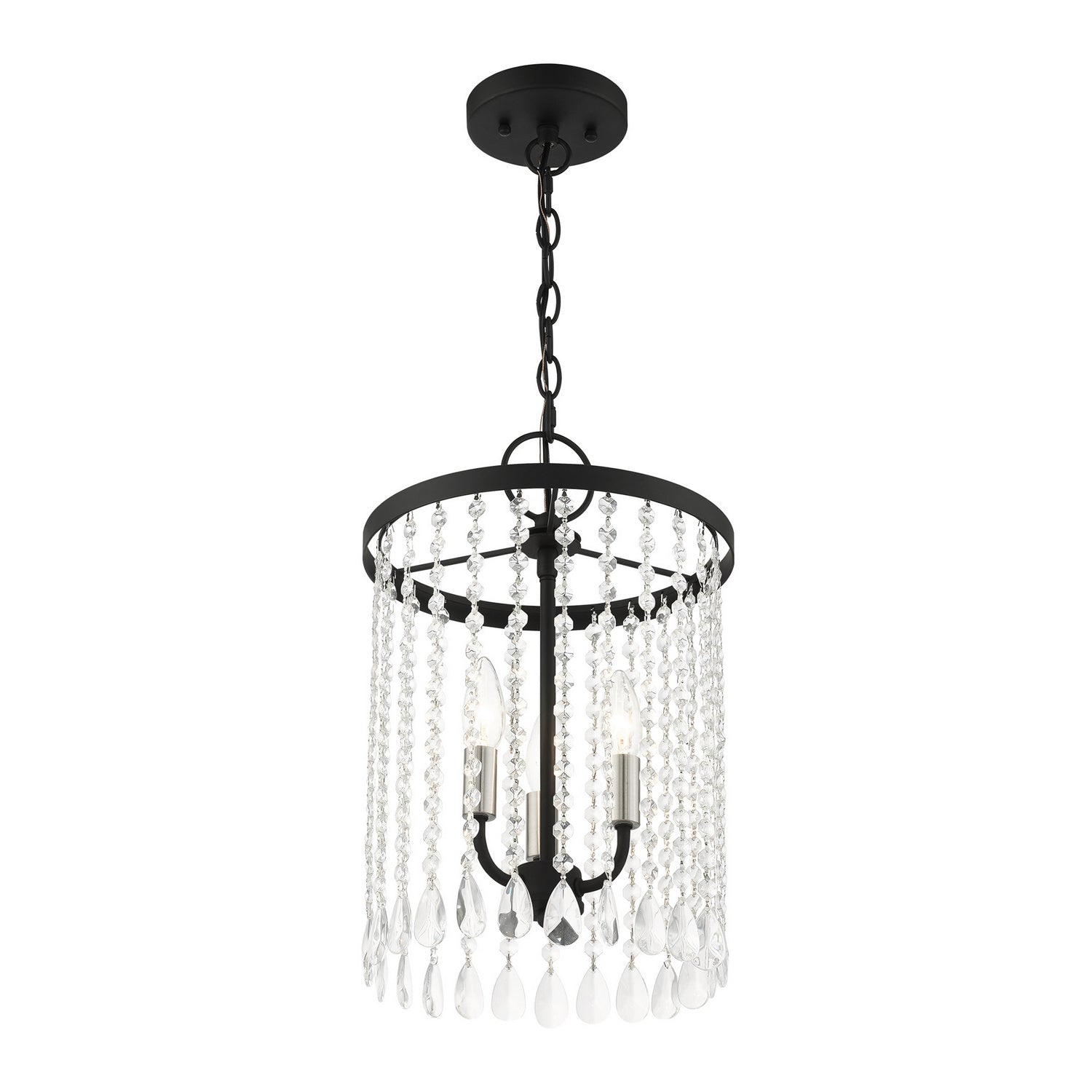 Livex Lighting - 51060-04 - Three Light Chandelier - Elizabeth - Black w/ Brushed Nickels