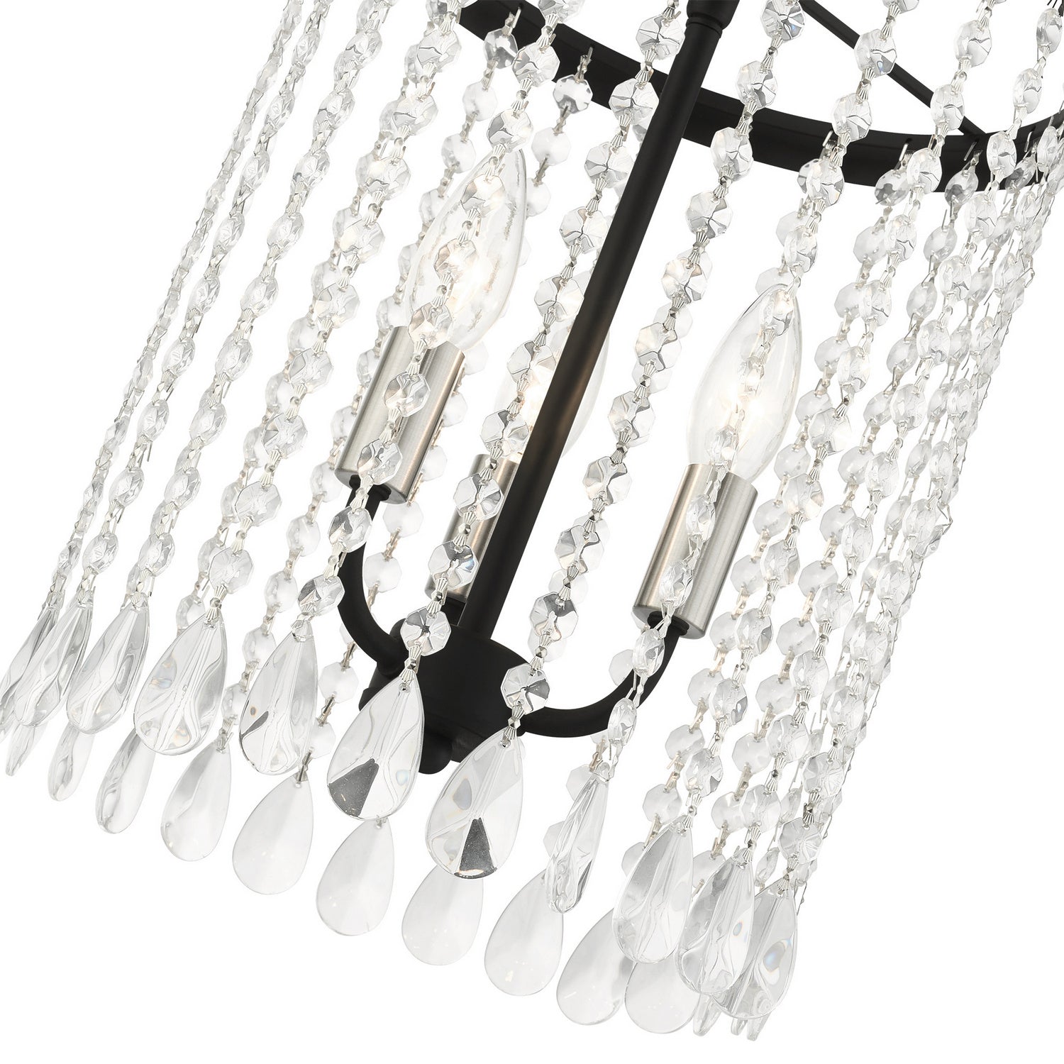 Livex Lighting - 51060-04 - Three Light Chandelier - Elizabeth - Black w/ Brushed Nickels
