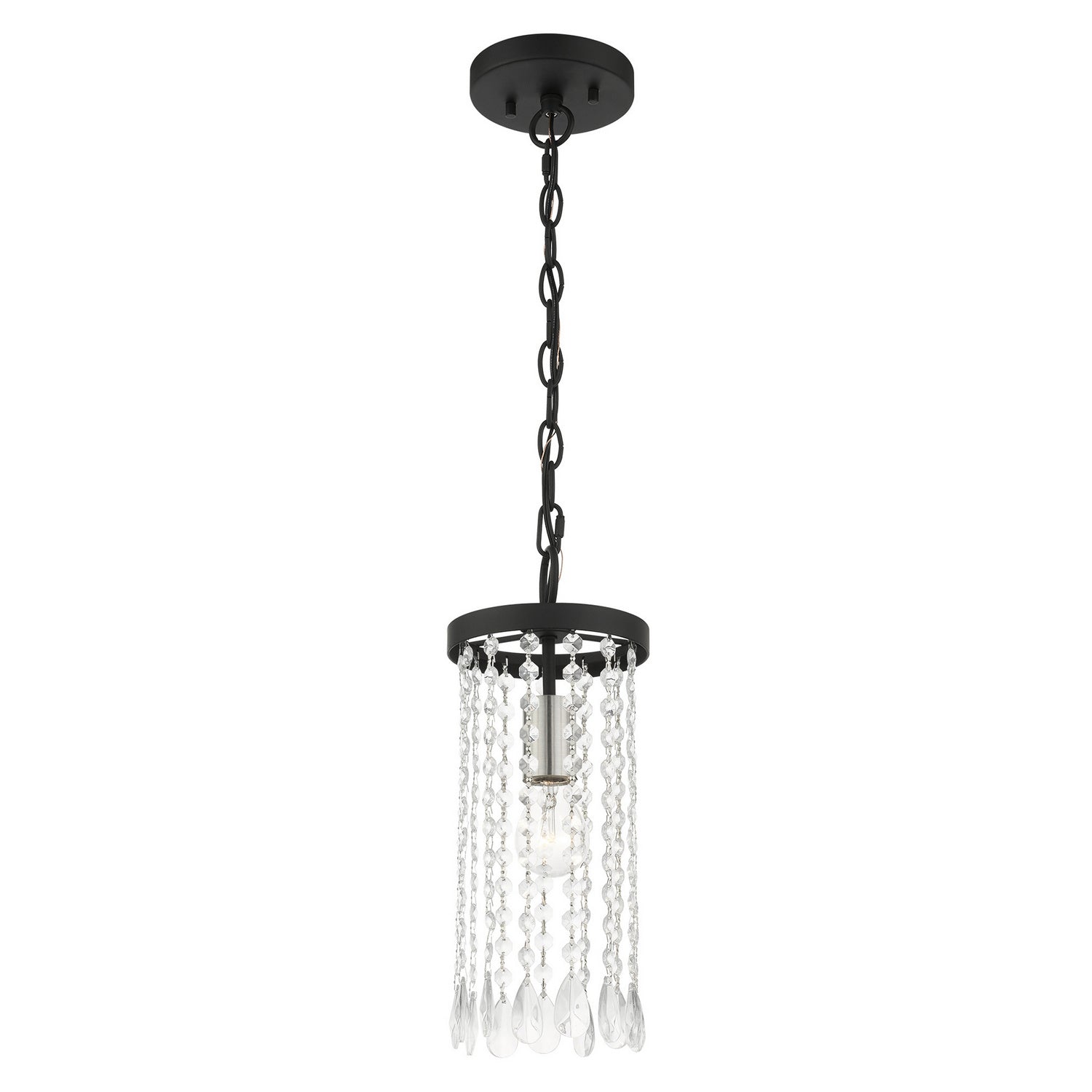 Livex Lighting - 51062-04 - One Light Mini Pendant - Elizabeth - Black w/ Brushed Nickels