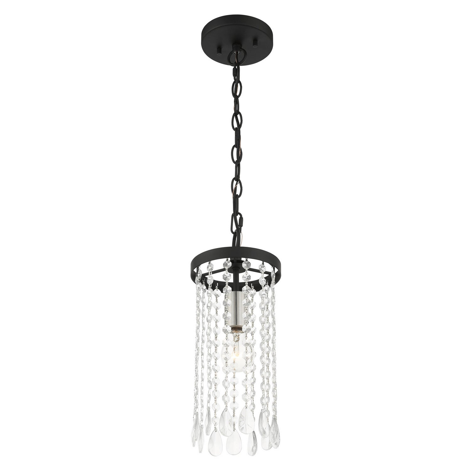 Livex Lighting - 51062-04 - One Light Mini Pendant - Elizabeth - Black w/ Brushed Nickels
