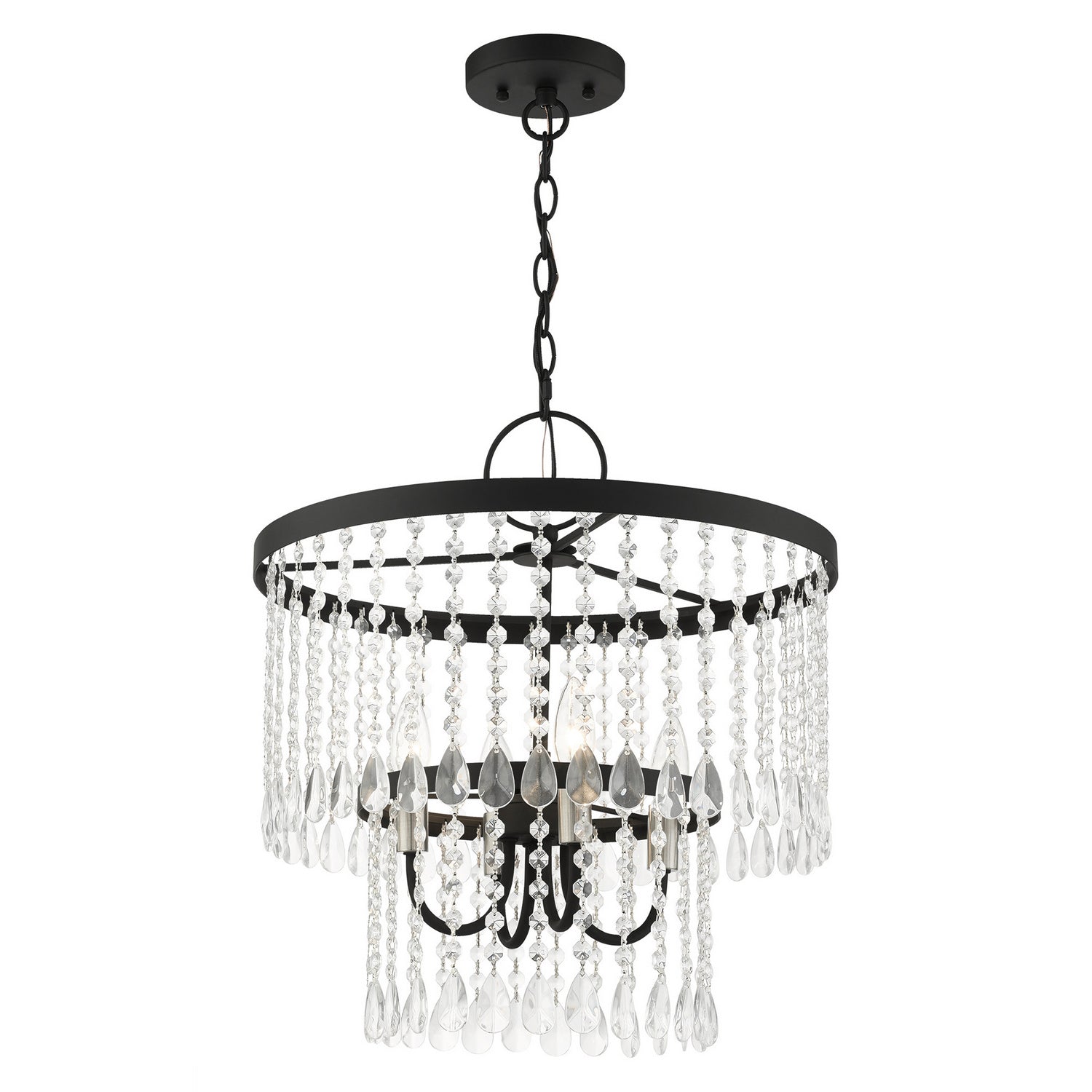 Livex Lighting - 51064-04 - Four Light Chandelier - Elizabeth - Black w/ Brushed Nickels