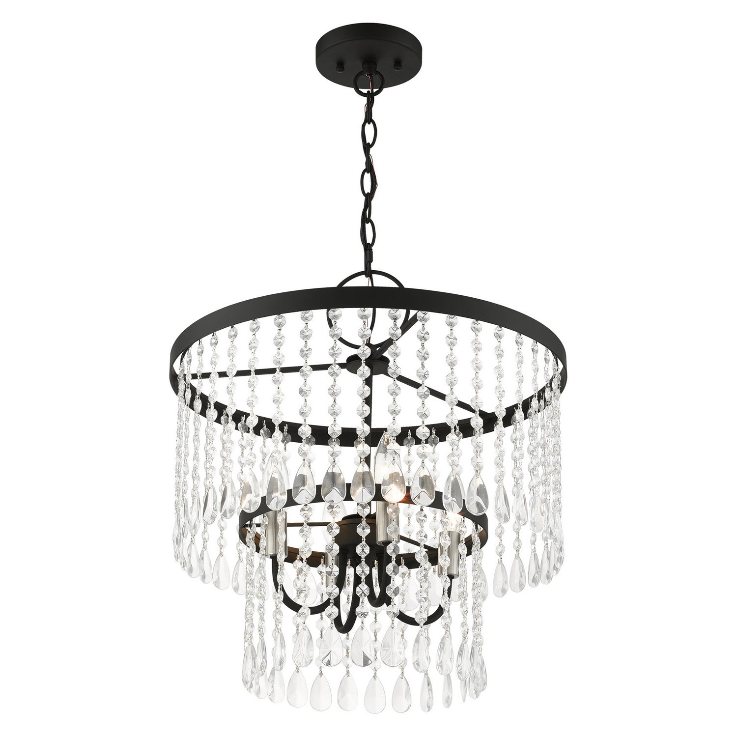 Livex Lighting - 51064-04 - Four Light Chandelier - Elizabeth - Black w/ Brushed Nickels