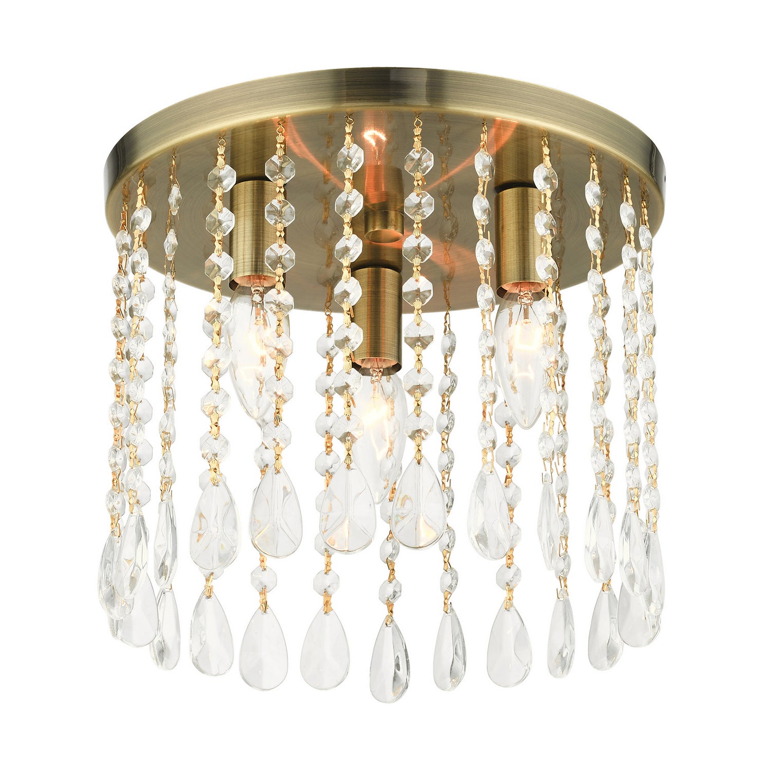 Livex Lighting - 51067-01 - Three Light Flush Mount - Elizabeth - Antique Brass