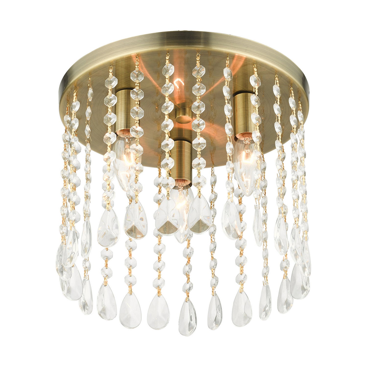 Livex Lighting - 51067-01 - Three Light Flush Mount - Elizabeth - Antique Brass