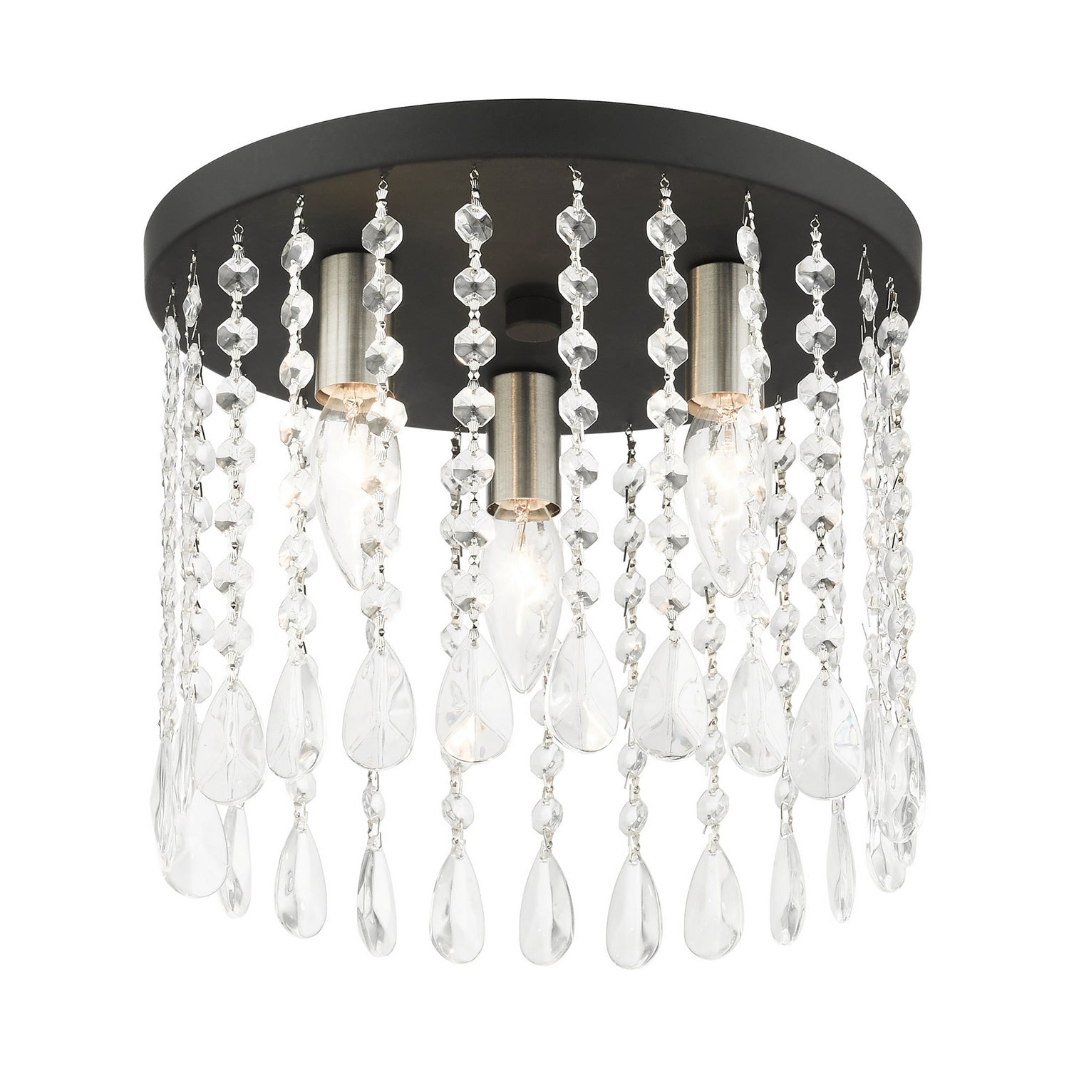 Livex Lighting - 51067-04 - Three Light Flush Mount - Elizabeth - Black w/ Brushed Nickels