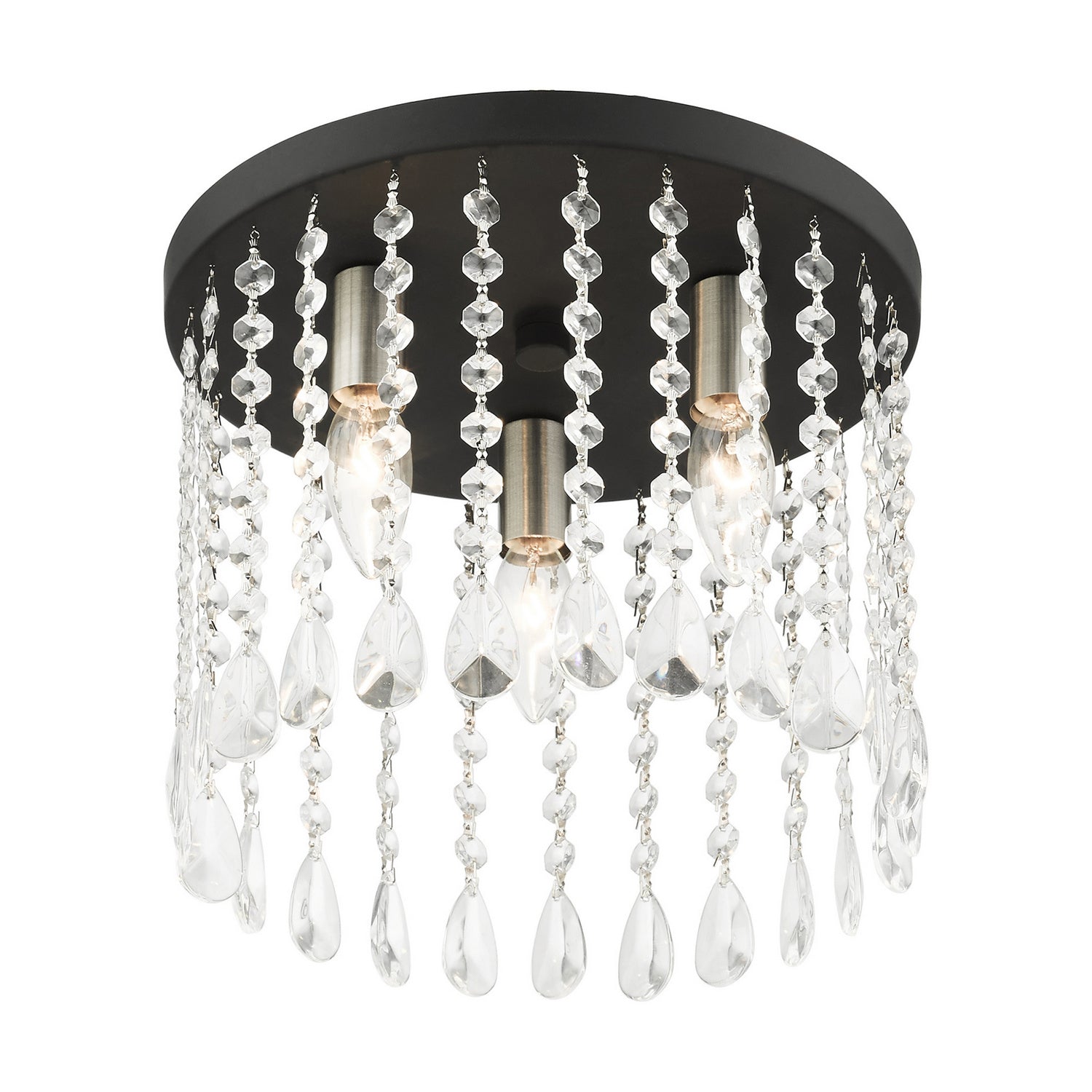 Livex Lighting - 51067-04 - Three Light Flush Mount - Elizabeth - Black w/ Brushed Nickels