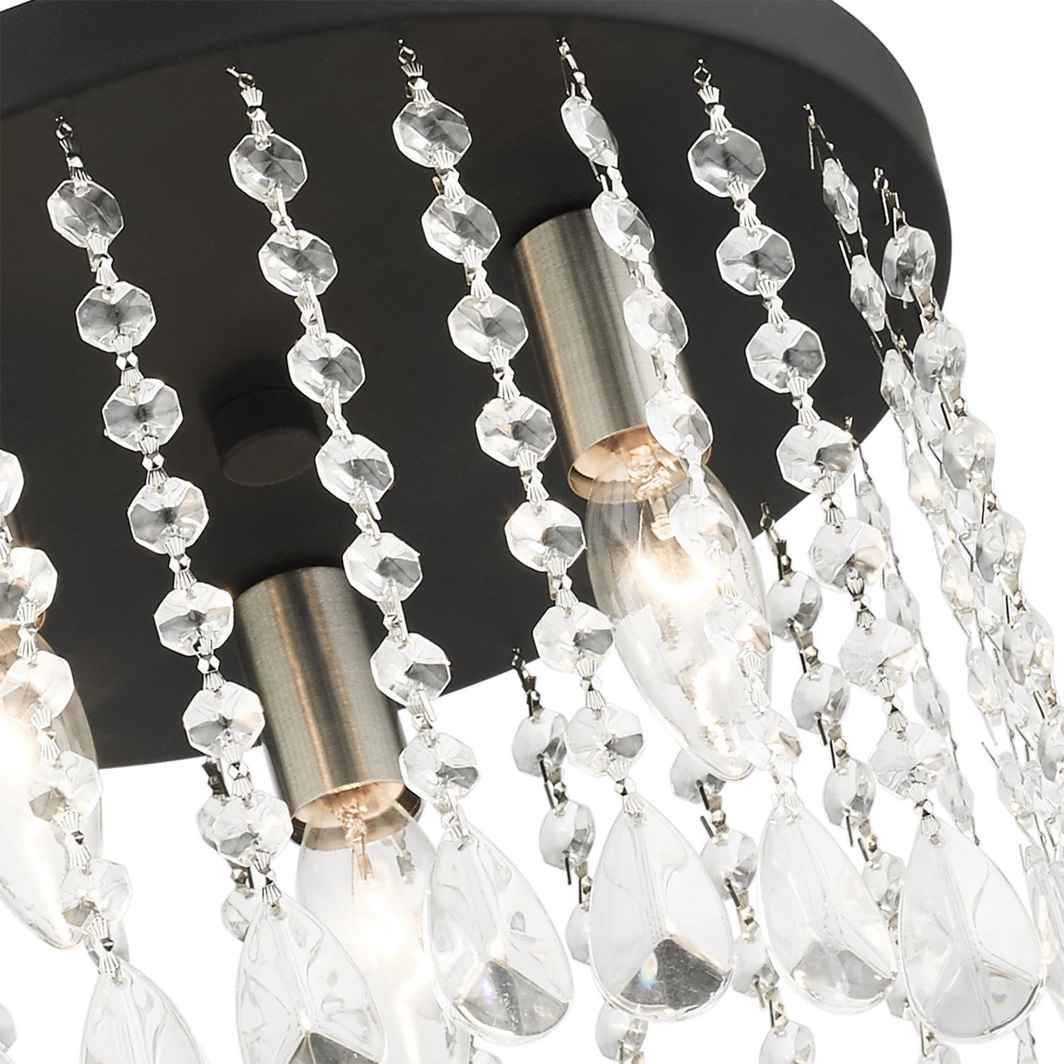 Livex Lighting - 51067-04 - Three Light Flush Mount - Elizabeth - Black w/ Brushed Nickels