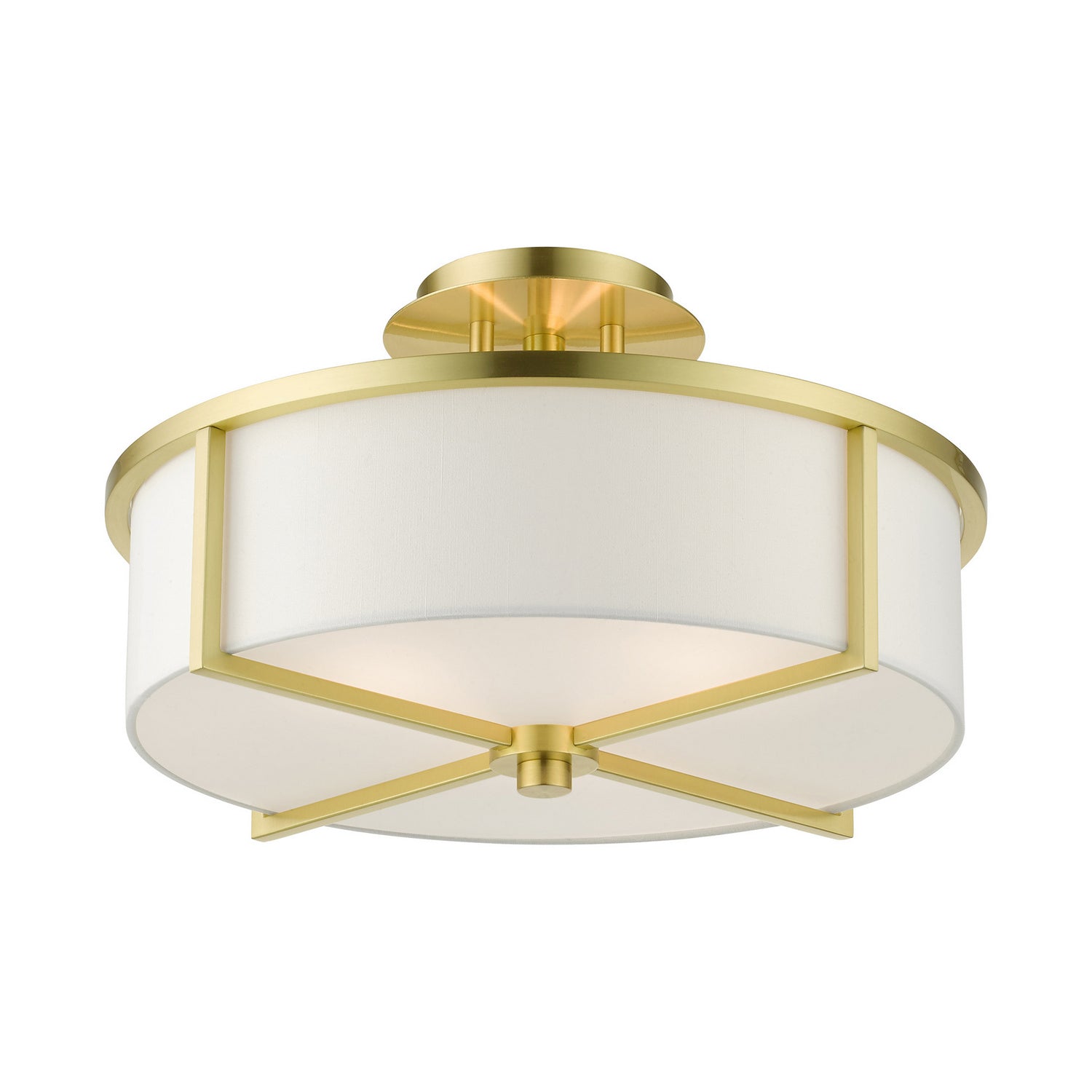 Livex Lighting - 51074-12 - Three Light Semi Flush Mount - Wesley - Satin Brass