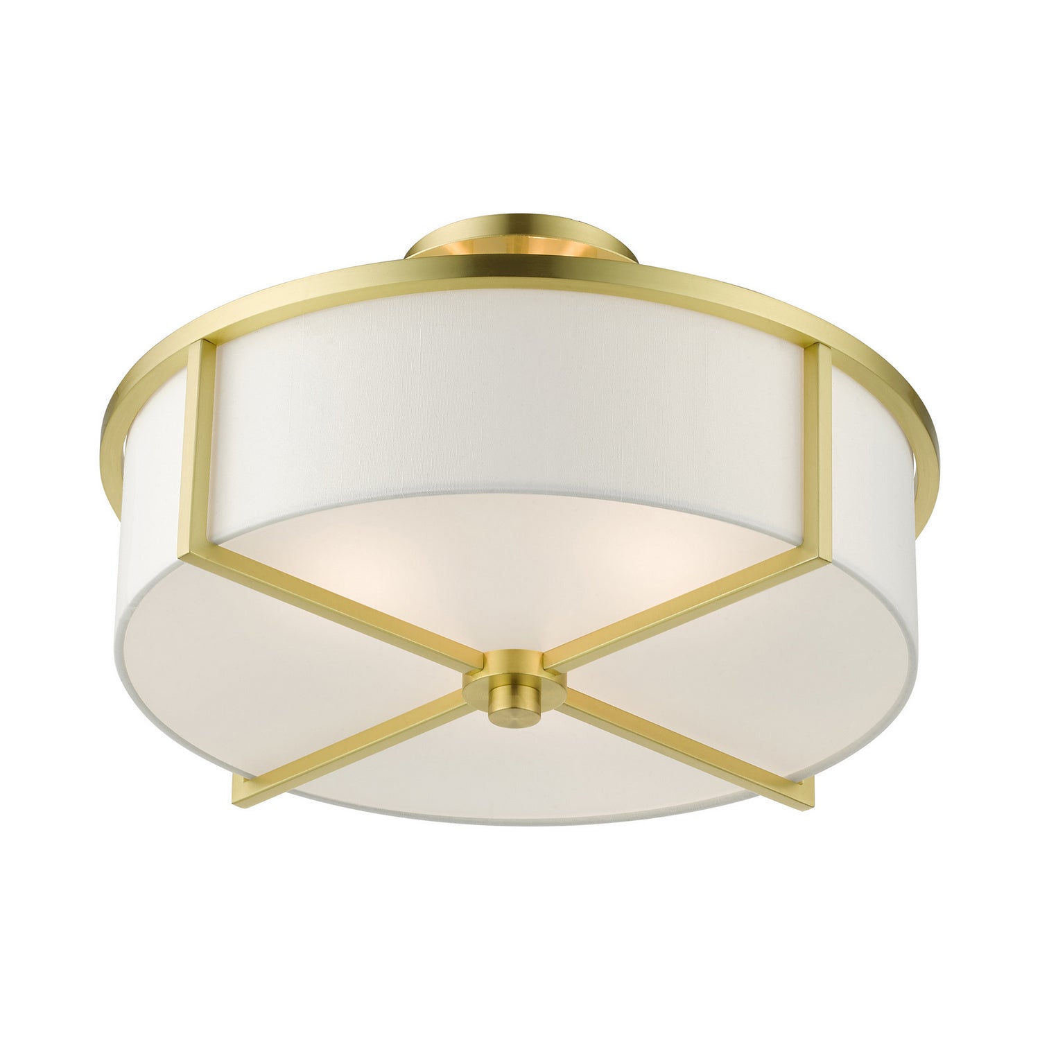Livex Lighting - 51074-12 - Three Light Semi Flush Mount - Wesley - Satin Brass