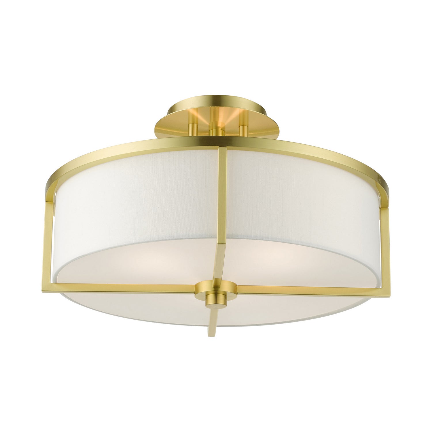 Livex Lighting - 51074-12 - Three Light Semi Flush Mount - Wesley - Satin Brass
