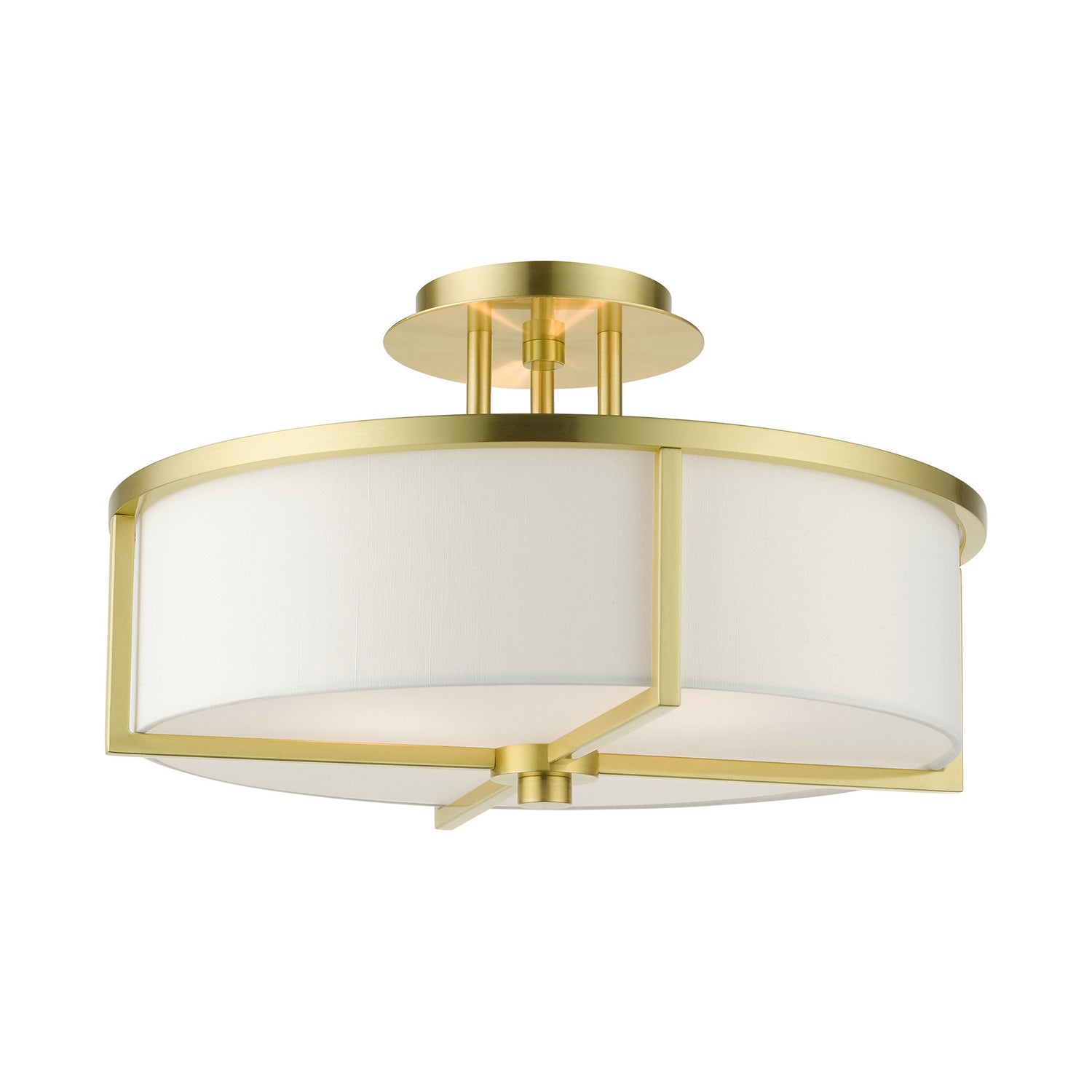Livex Lighting - 51074-12 - Three Light Semi Flush Mount - Wesley - Satin Brass