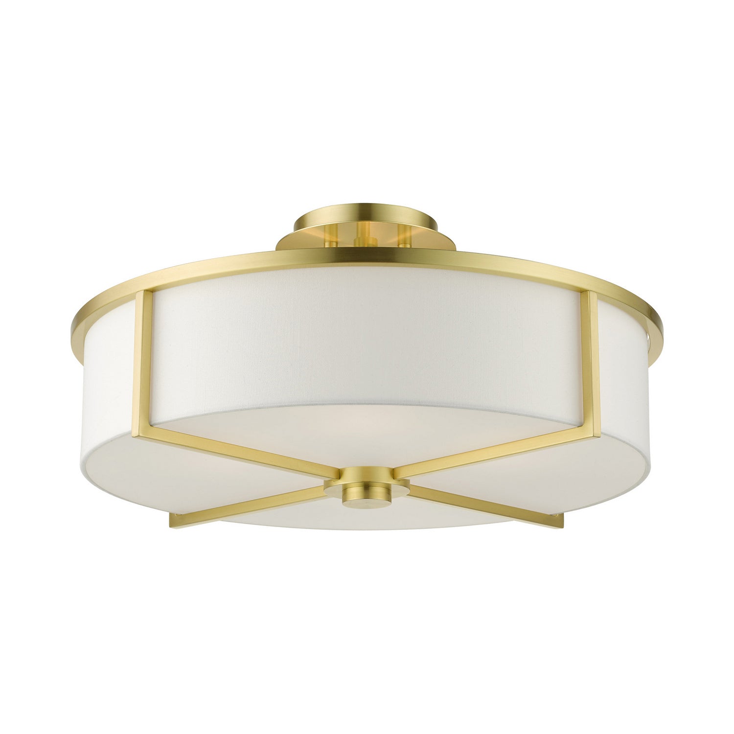 Livex Lighting - 51075-12 - Four Light Semi Flush Mount - Wesley - Satin Brass