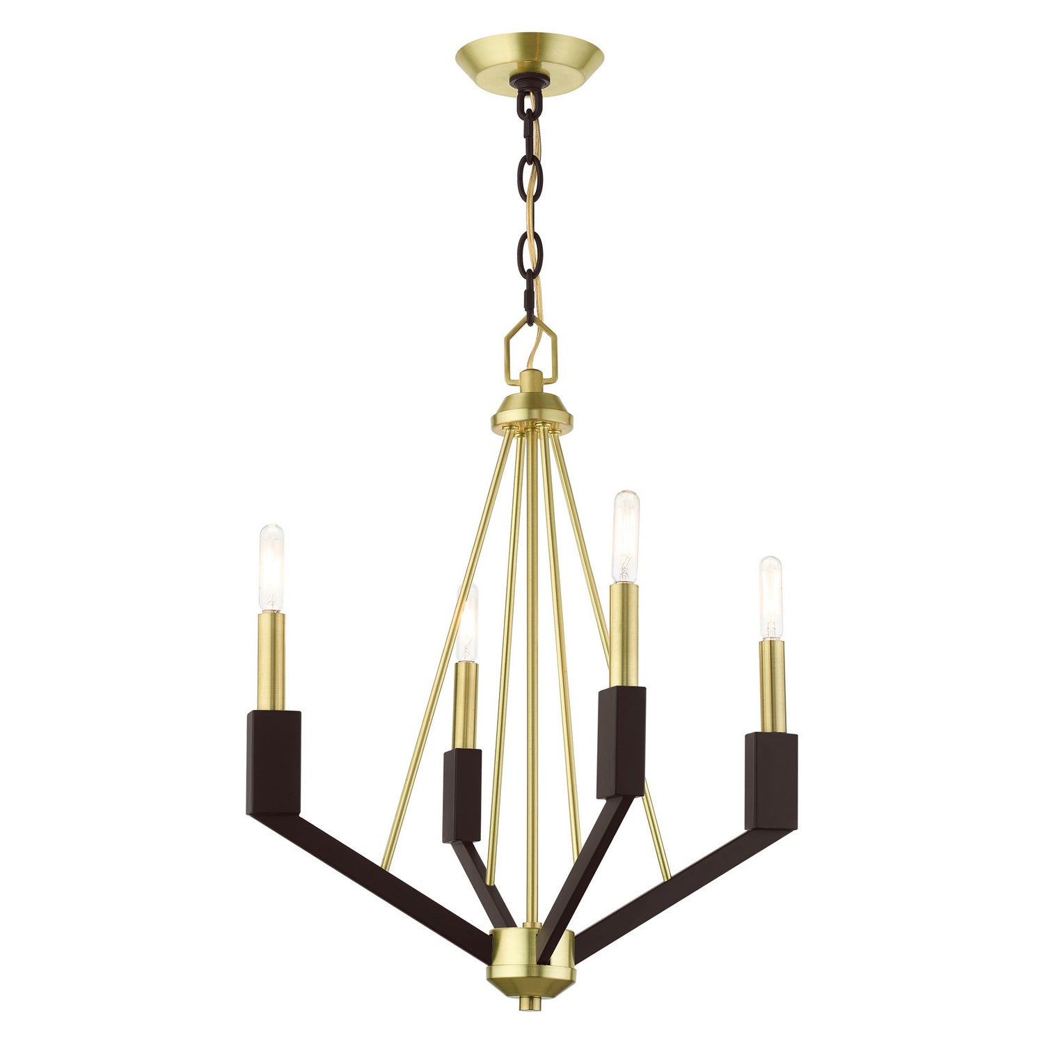 Livex Lighting - 51164-12 - Four Light Mini Chandelier - Beckett - Satin Brass and Bronze