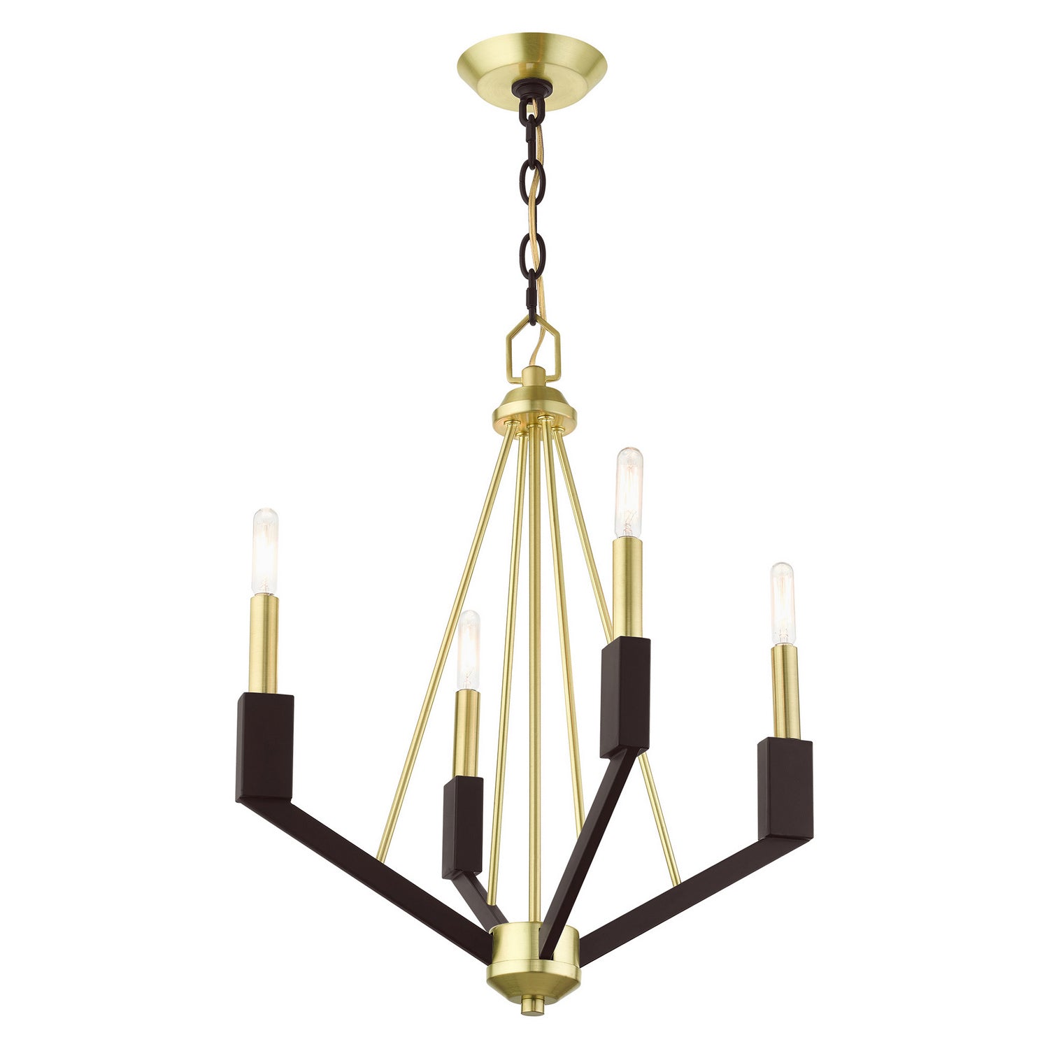 Livex Lighting - 51164-12 - Four Light Mini Chandelier - Beckett - Satin Brass and Bronze
