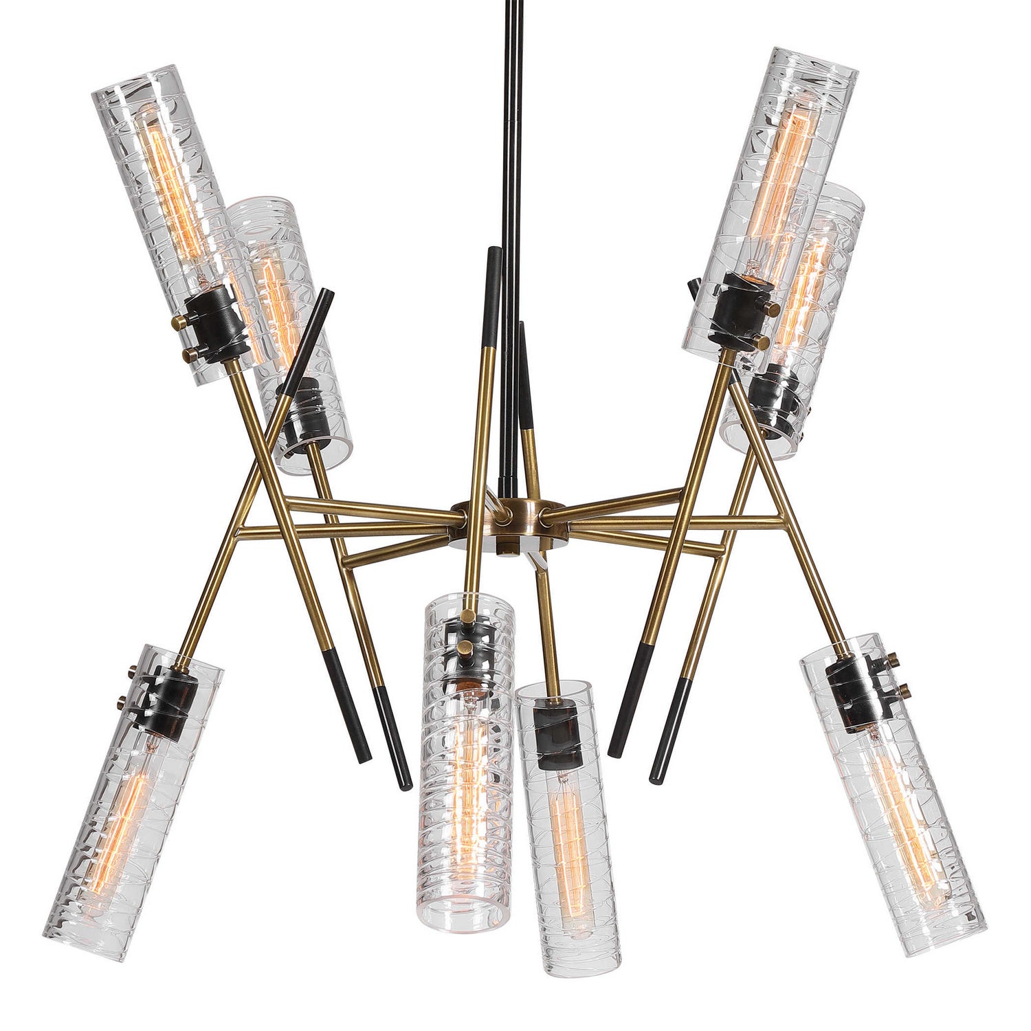 Uttermost - 21538 - Eight Light Linear Pendant - Telesto - Textured Black With Antique Brass