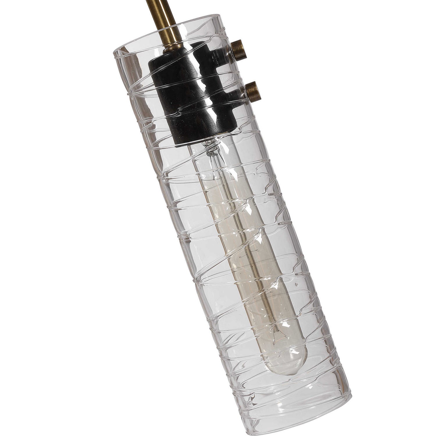 Uttermost - 21538 - Eight Light Linear Pendant - Telesto - Textured Black With Antique Brass