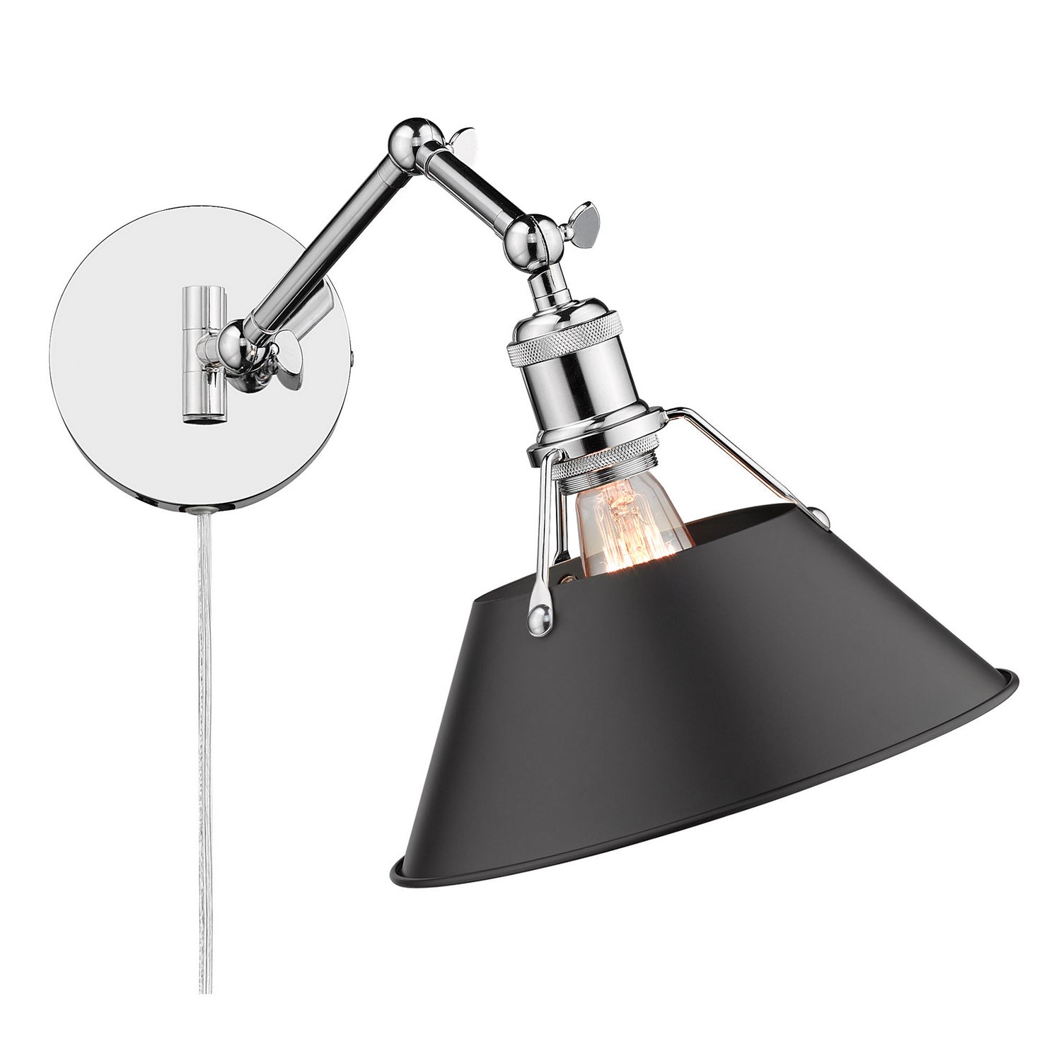 Golden - 3306-A1W CH-BLK - One Light Wall Sconce - Orwell - Chrome