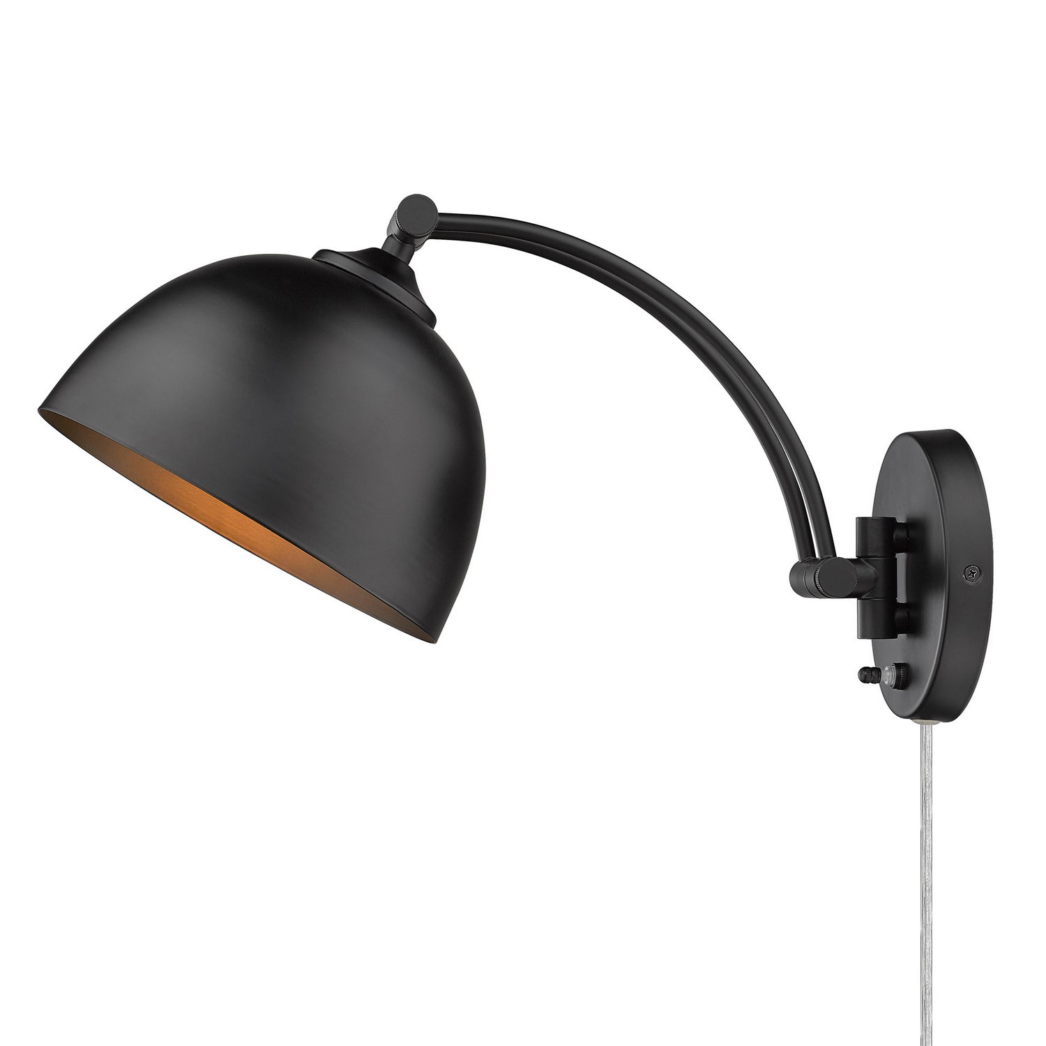 Golden - 3688-A1W BLK-BLK - One Light Swing Arm - Rey - Matte Black