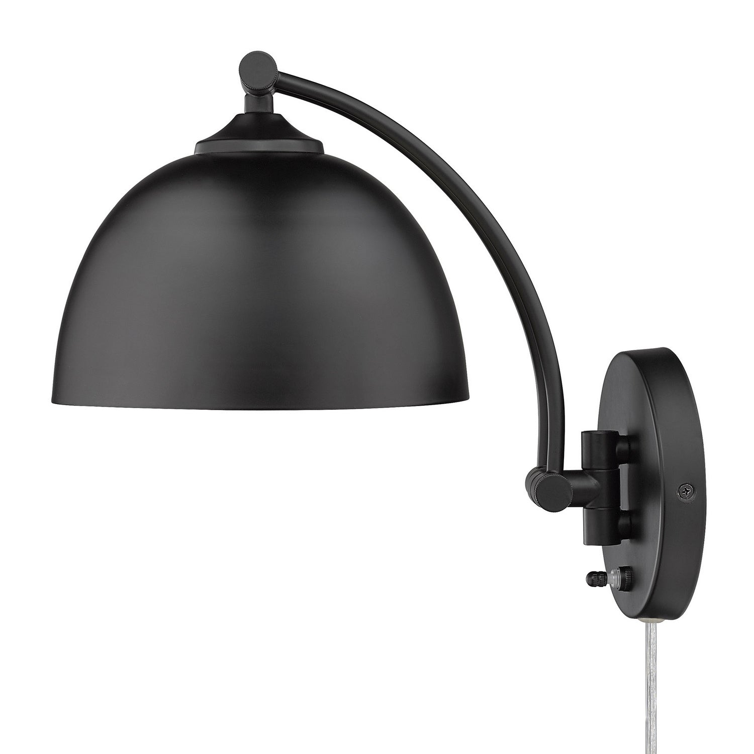 Golden - 3688-A1W BLK-BLK - One Light Swing Arm - Rey - Matte Black