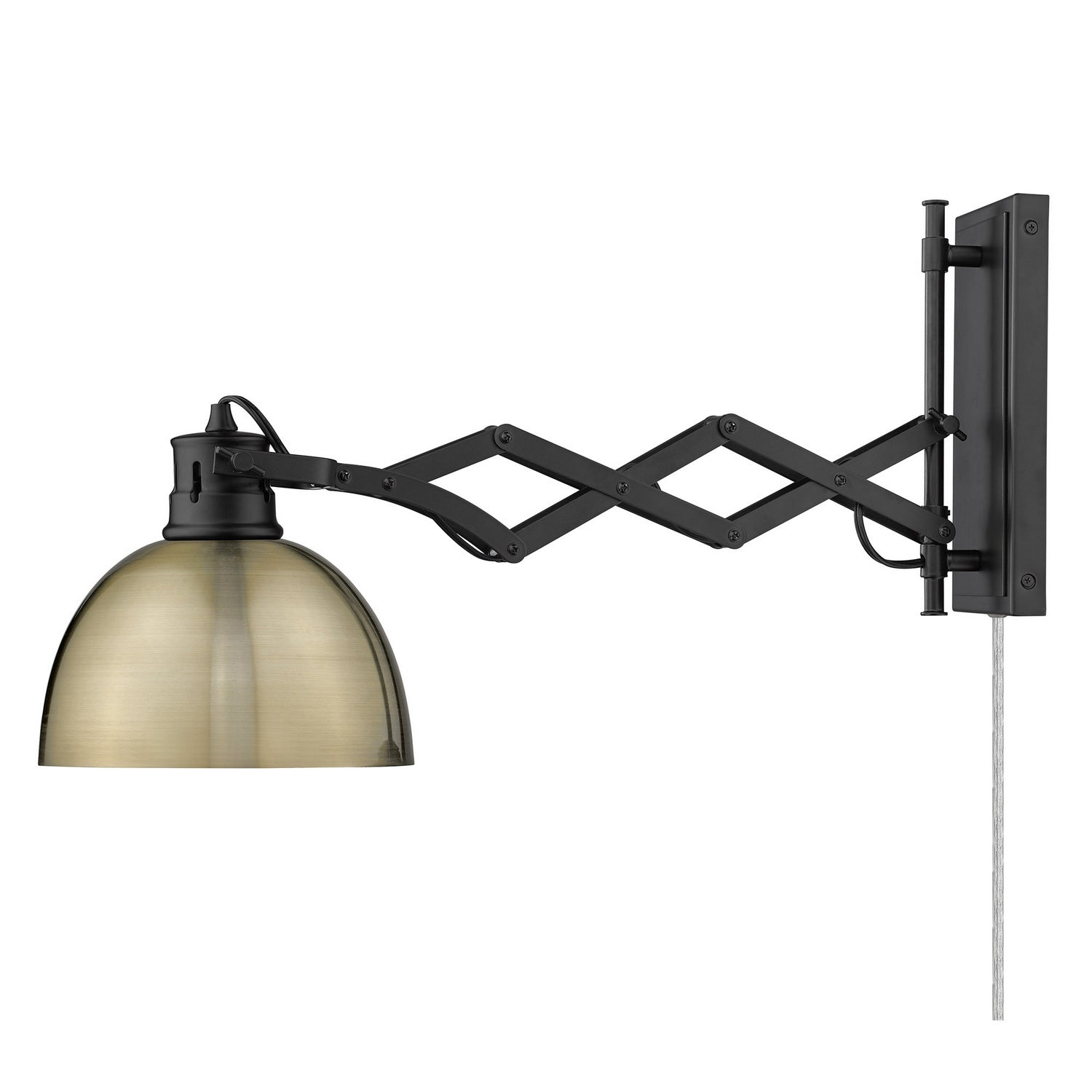 Golden - 3824-A1W BLK-AB - One Light Swing Arm - Hawthorn - Matte Black