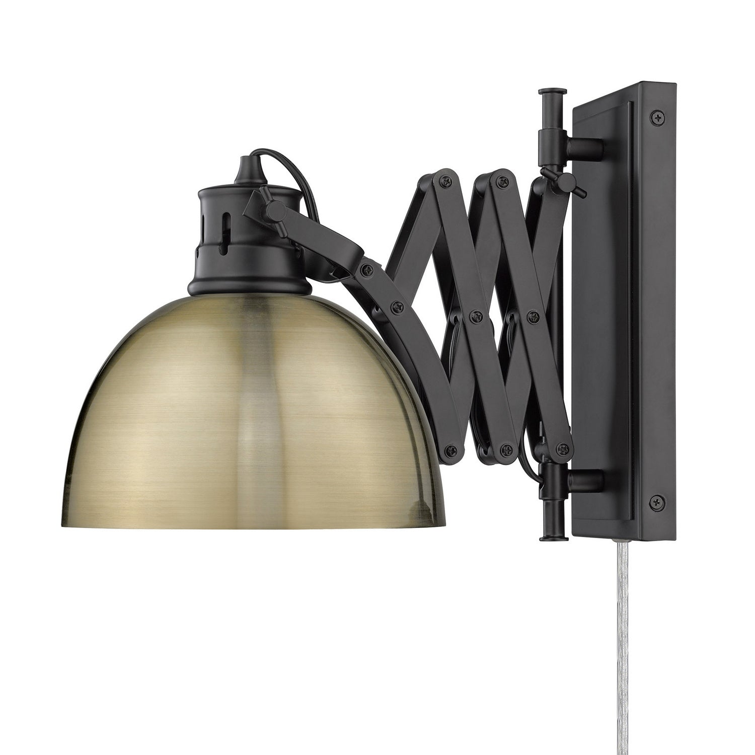 Golden - 3824-A1W BLK-AB - One Light Swing Arm - Hawthorn - Matte Black