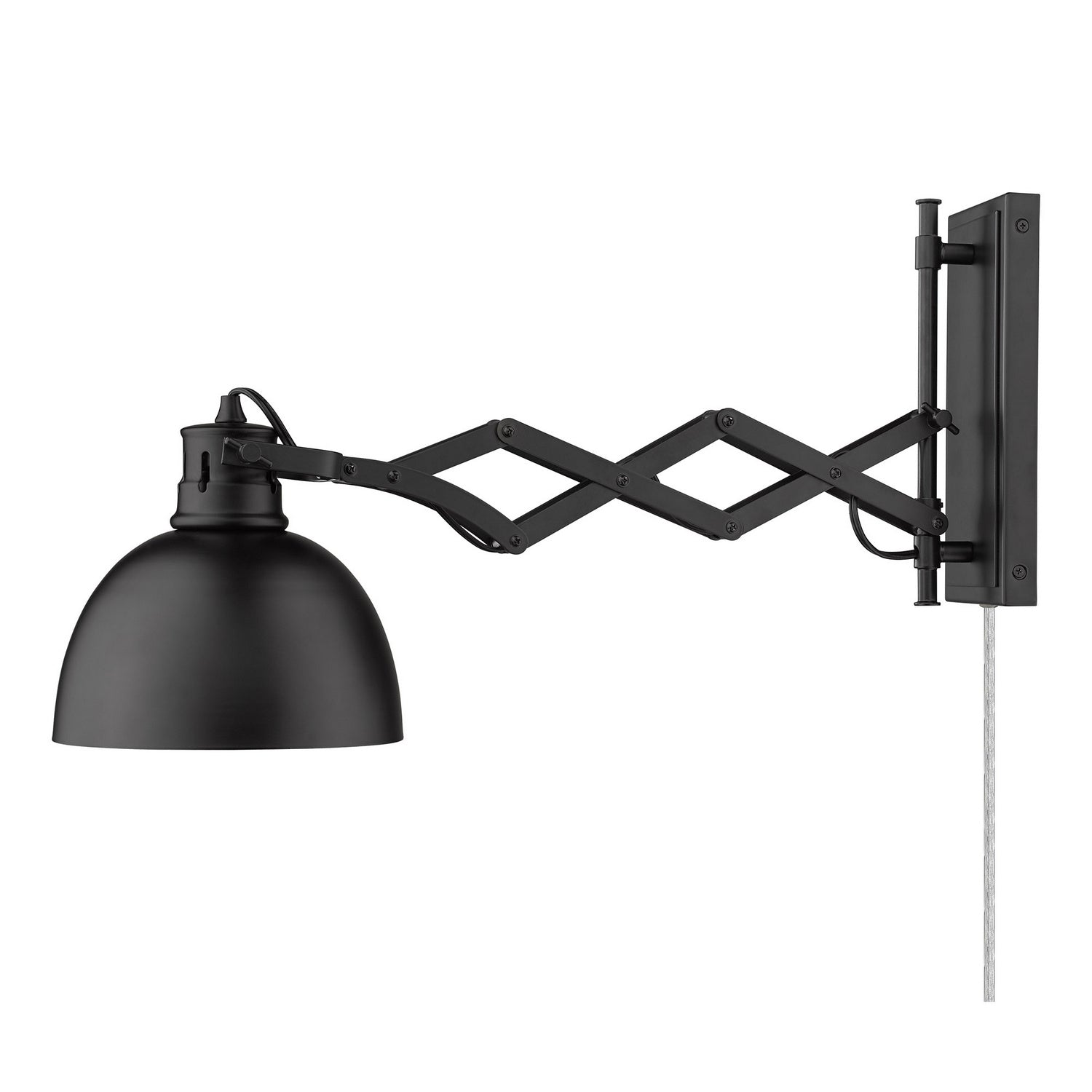 Golden - 3824-A1W BLK-BLK - One Light Swing Arm - Hawthorn - Matte Black