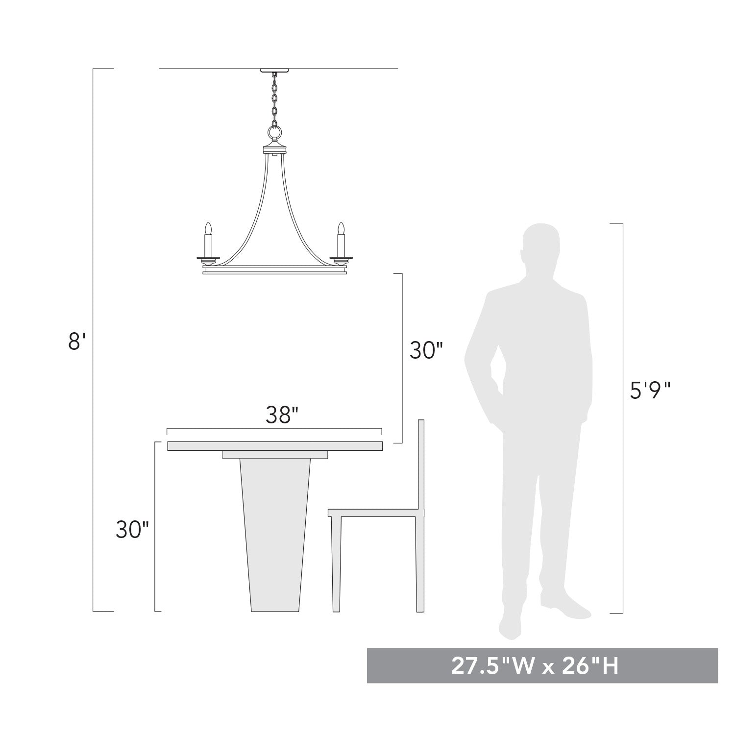 Golden - 3863-5 BLK - Five Light Chandelier - Saldano - Matte Black