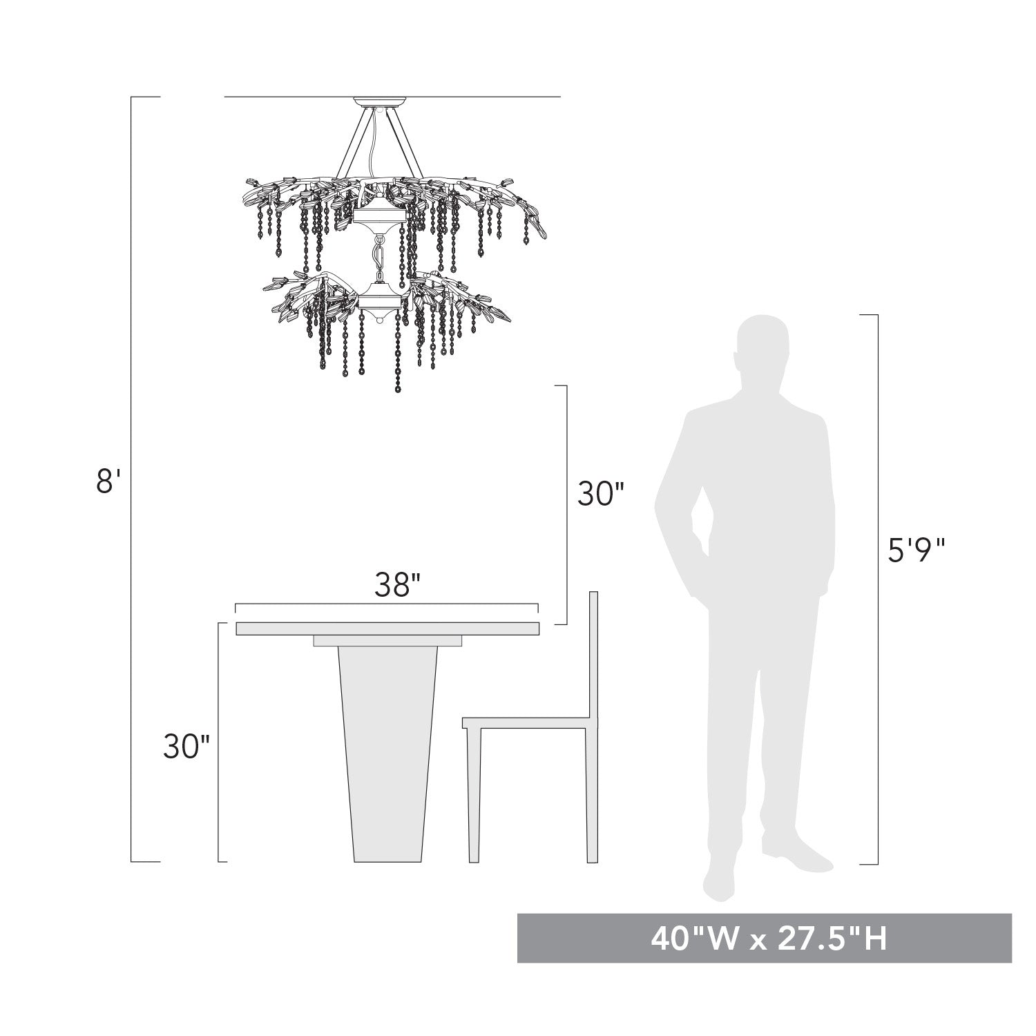 Golden - 9903-18 BI - 18 Light Chandelier - Autumn Twilight - Black Iron