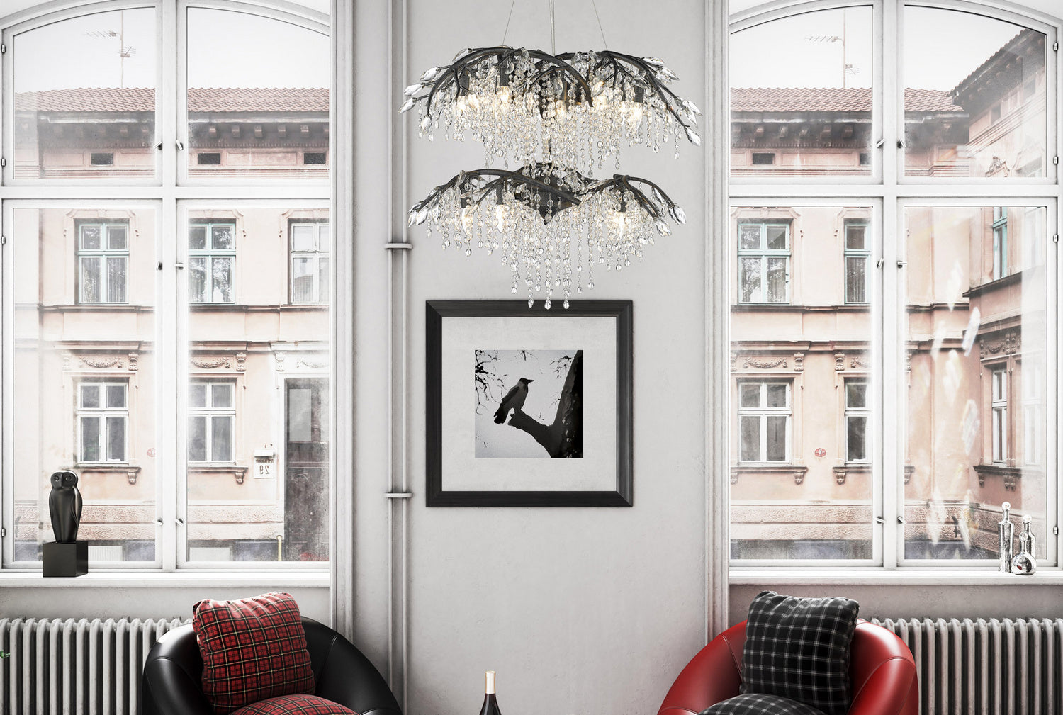 Golden - 9903-18 BI - 18 Light Chandelier - Autumn Twilight - Black Iron