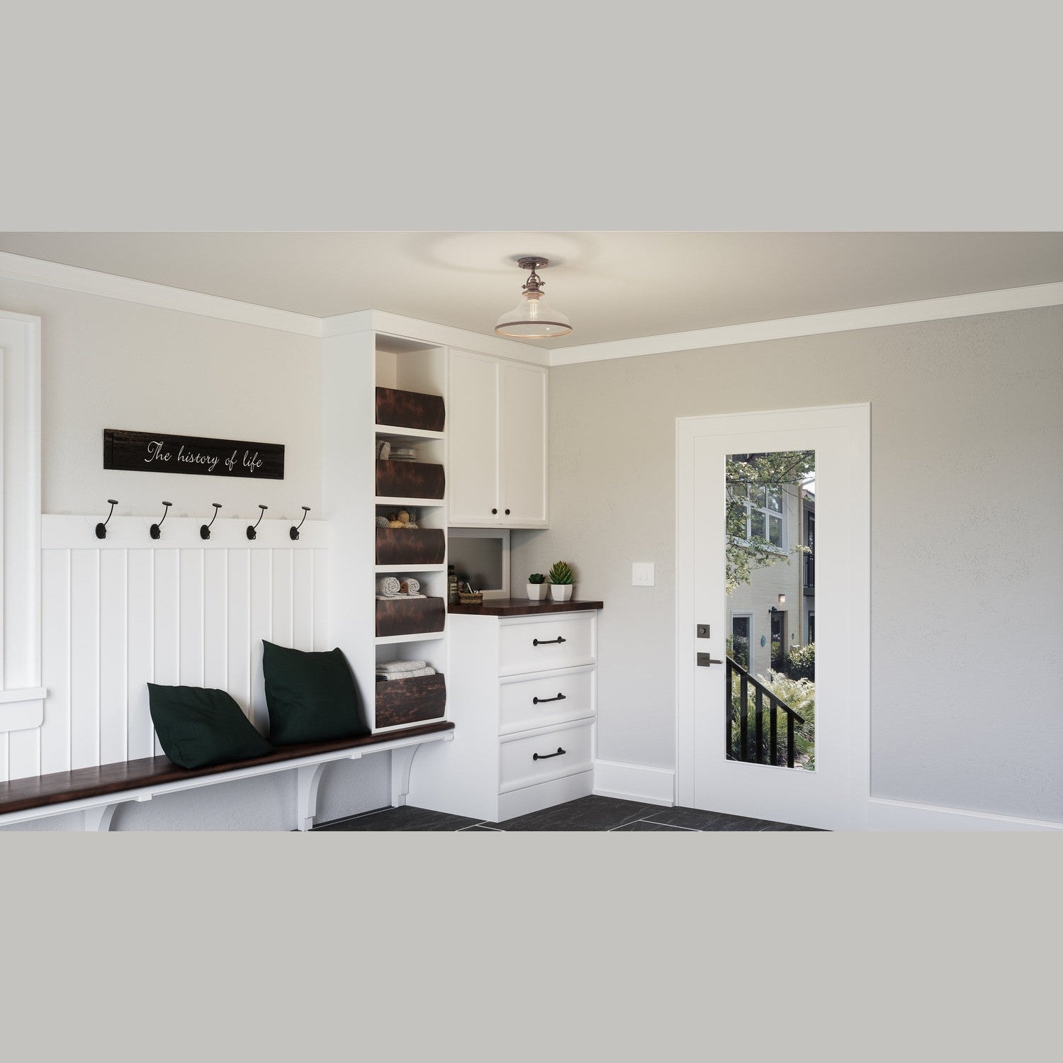 Quoizel - GRTS1714BN - One Light Semiflush Mount - Grant - Brushed Nickel