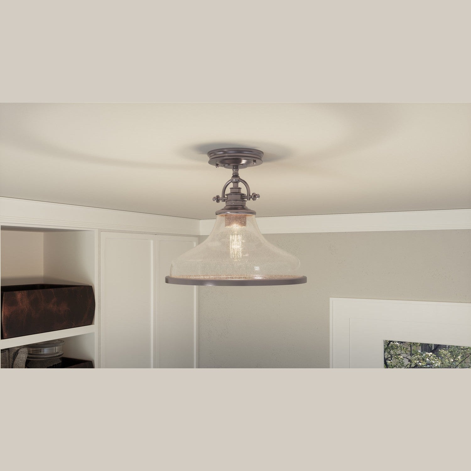 Quoizel - GRTS1714BN - One Light Semiflush Mount - Grant - Brushed Nickel