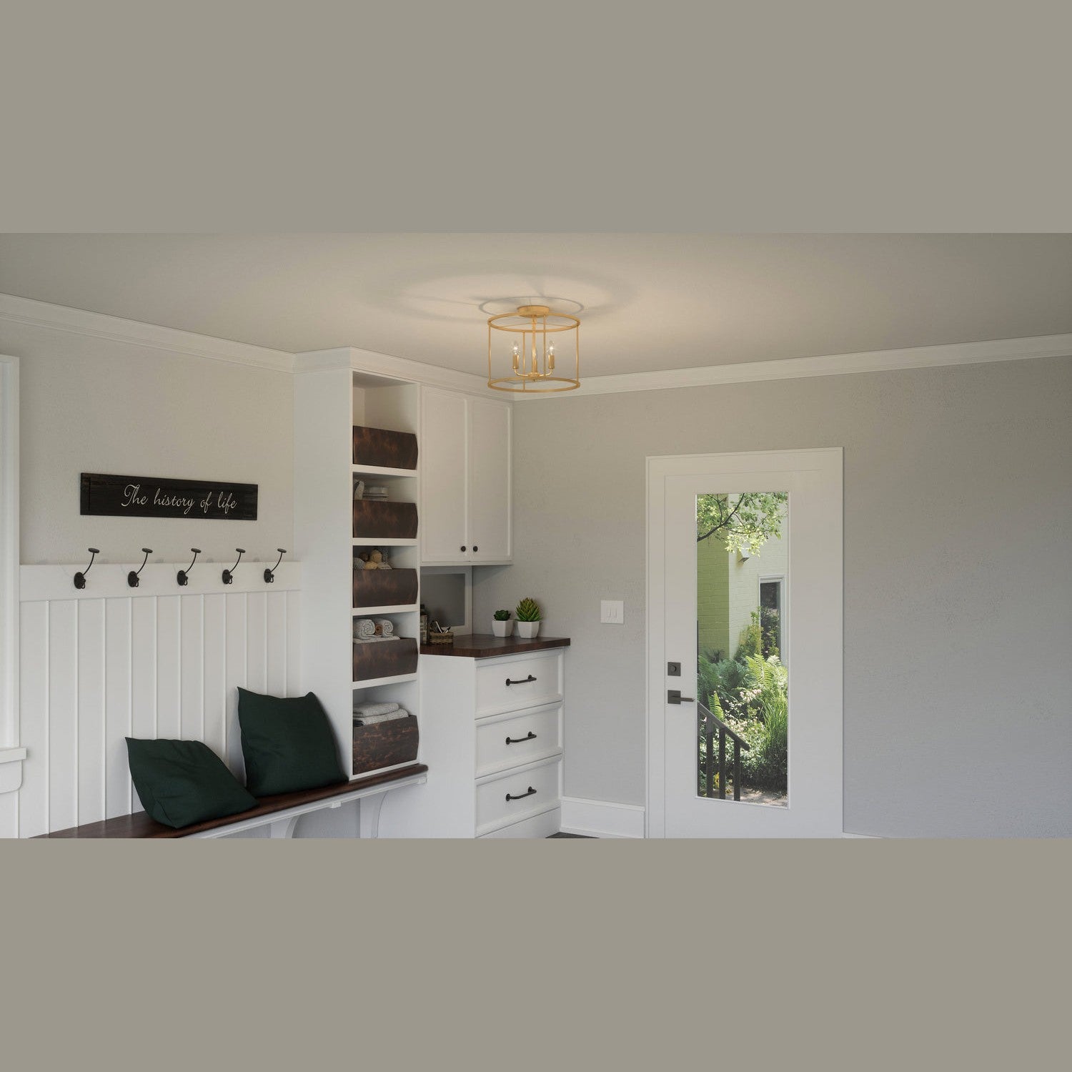 Quoizel - ABR1714AB - Three Light Semi Flush Mount - Abner - Aged Brass