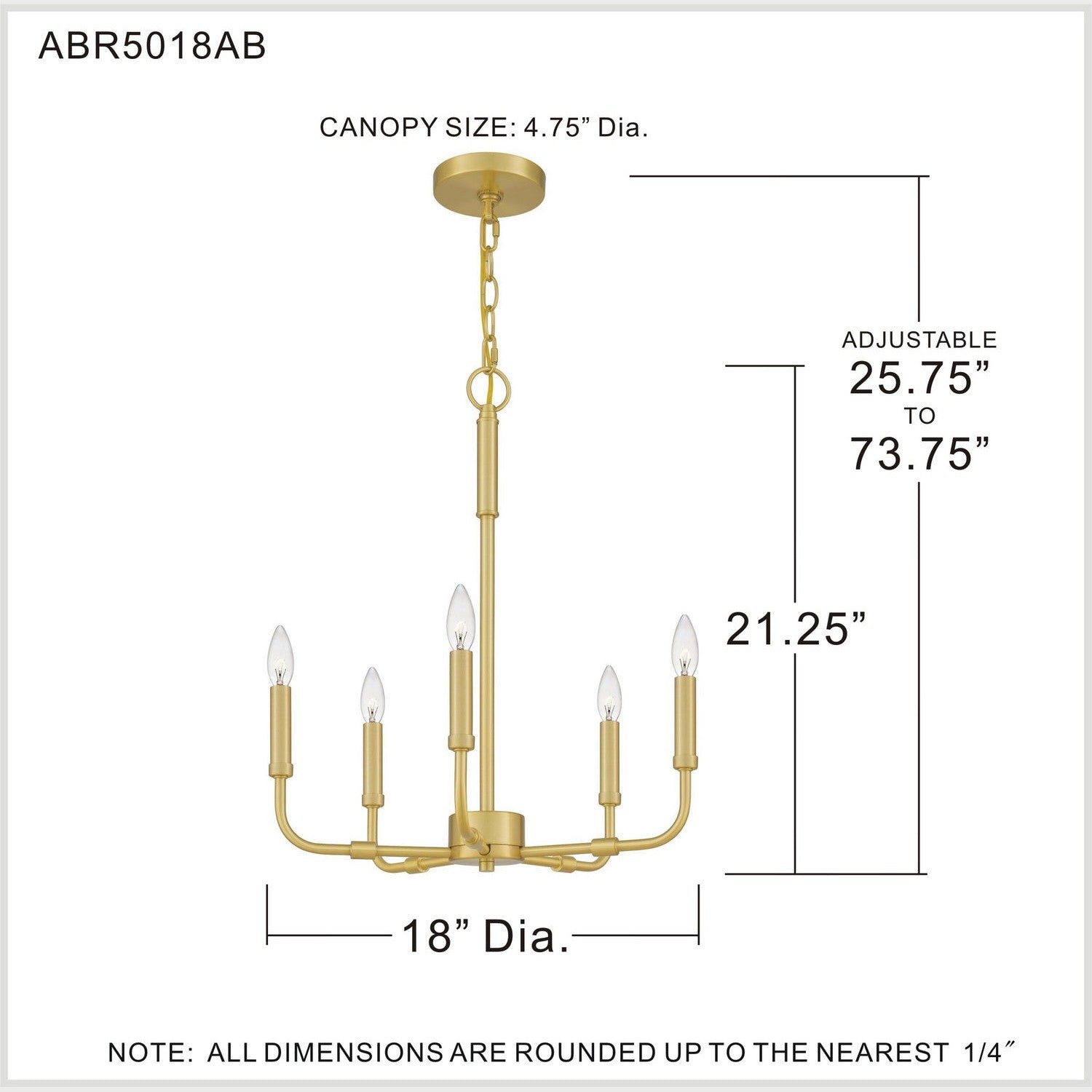 Quoizel - ABR5018AB - Five Light Chandelier - Abner - Aged Brass