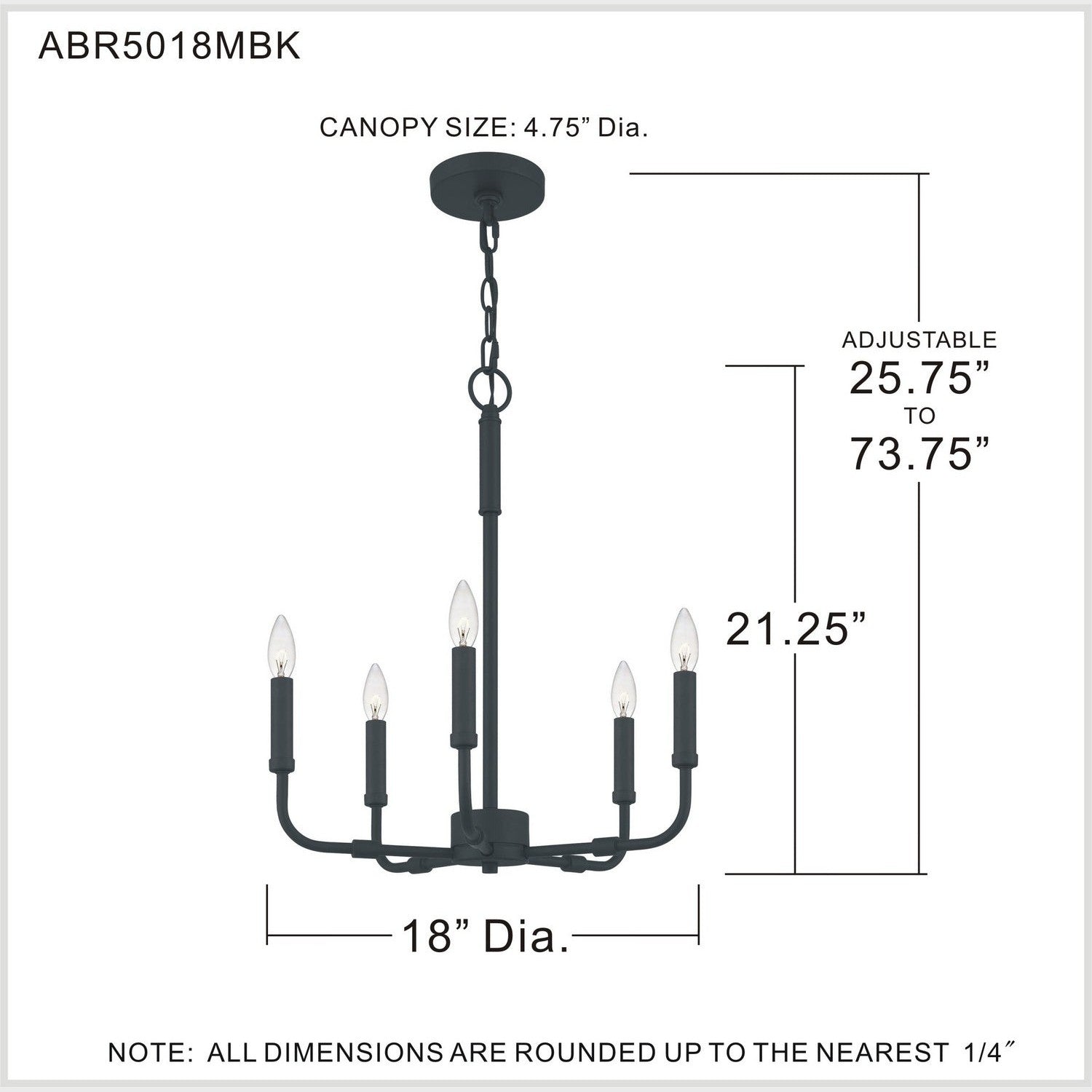 Quoizel - ABR5018MBK - Five Light Chandelier - Abner - Matte Black