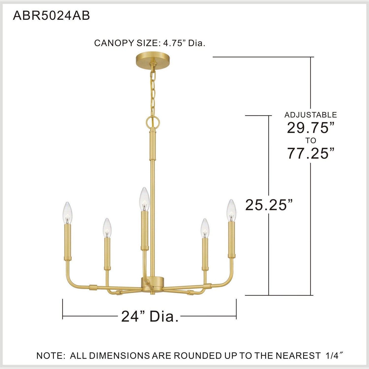 Quoizel - ABR5024AB - Five Light Chandelier - Abner - Aged Brass
