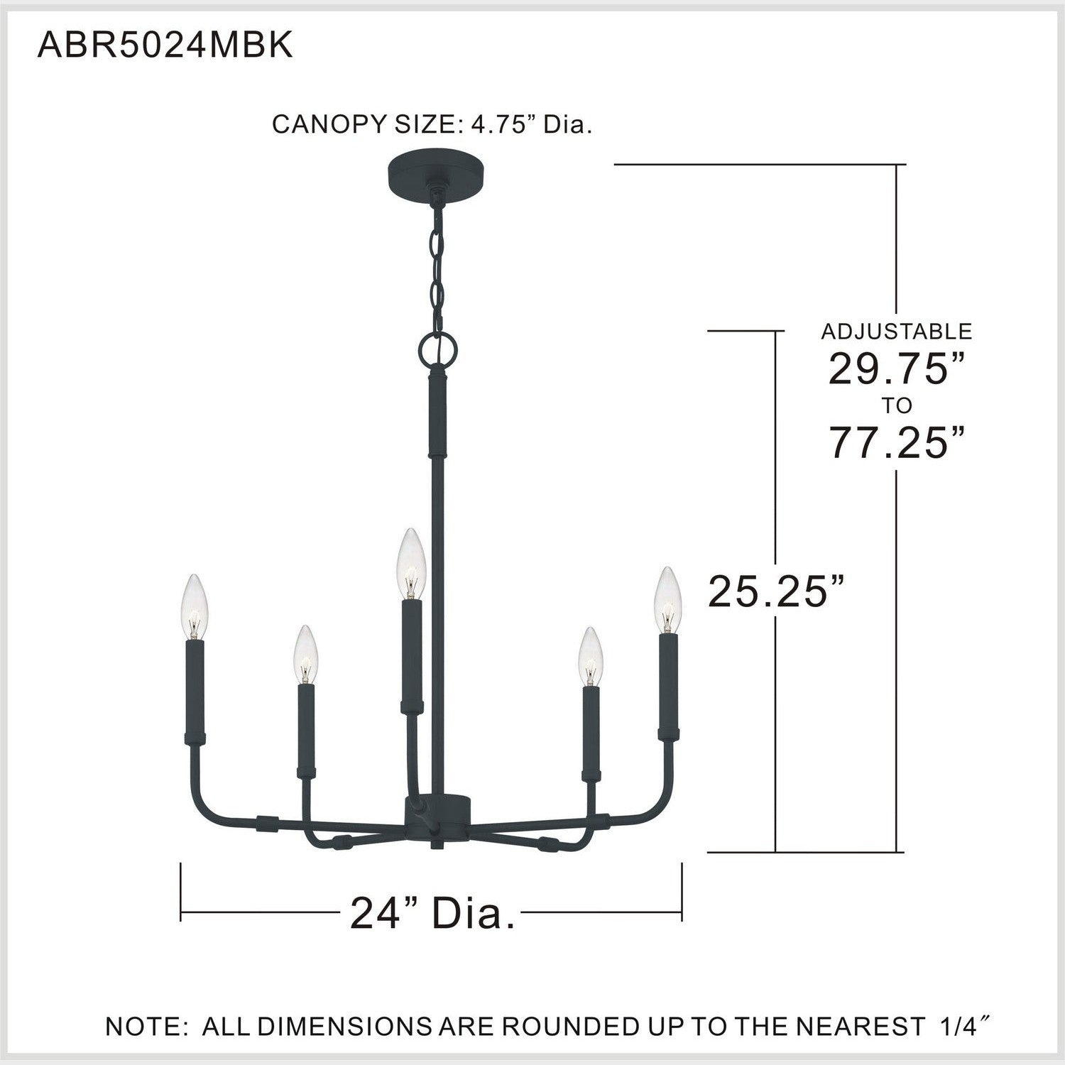 Quoizel - ABR5024MBK - Five Light Chandelier - Abner - Matte Black