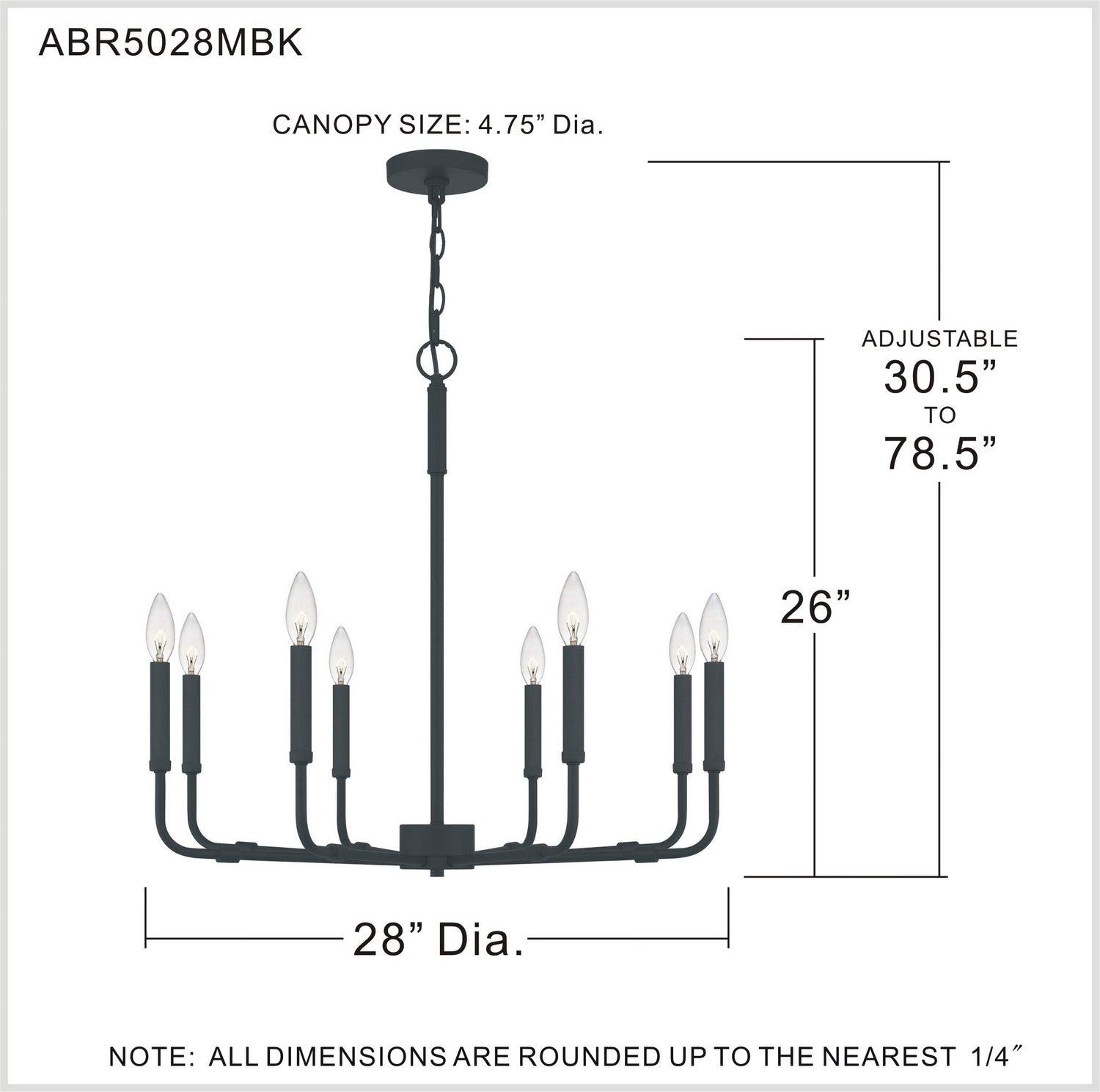Quoizel - ABR5028MBK - Eight Light Chandelier - Abner - Matte Black