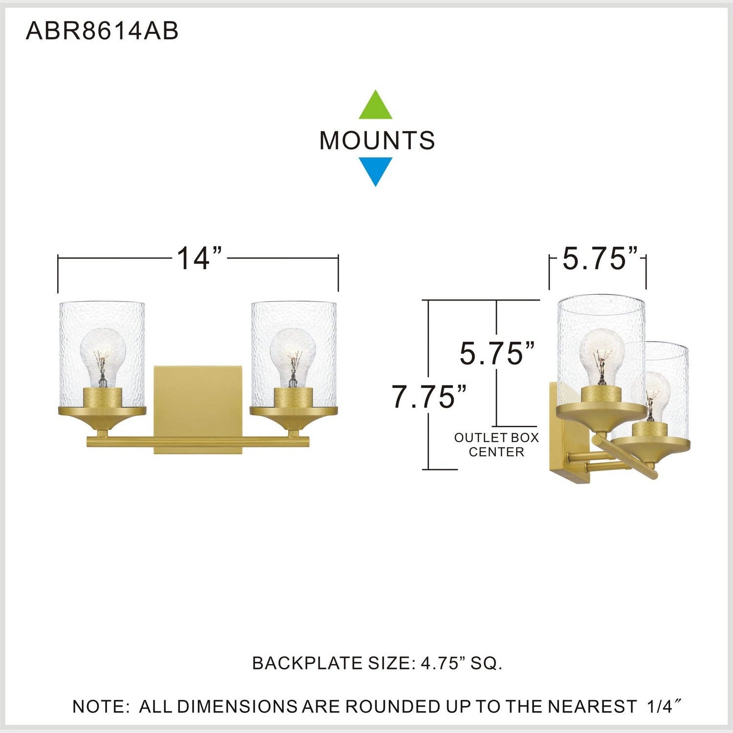 Quoizel - ABR8614AB - Two Light Bath - Abner - Aged Brass