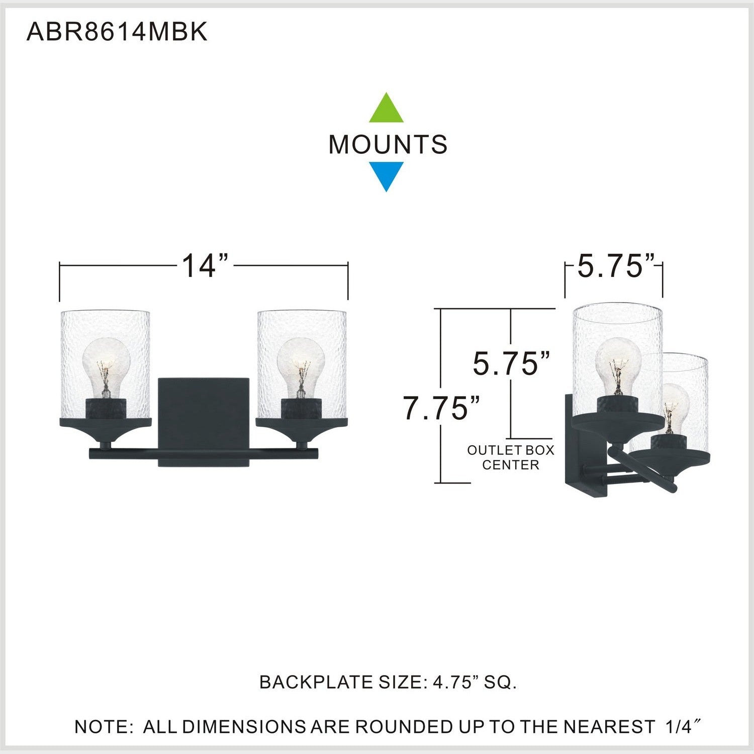 Quoizel - ABR8614MBK - Two Light Bath - Abner - Matte Black