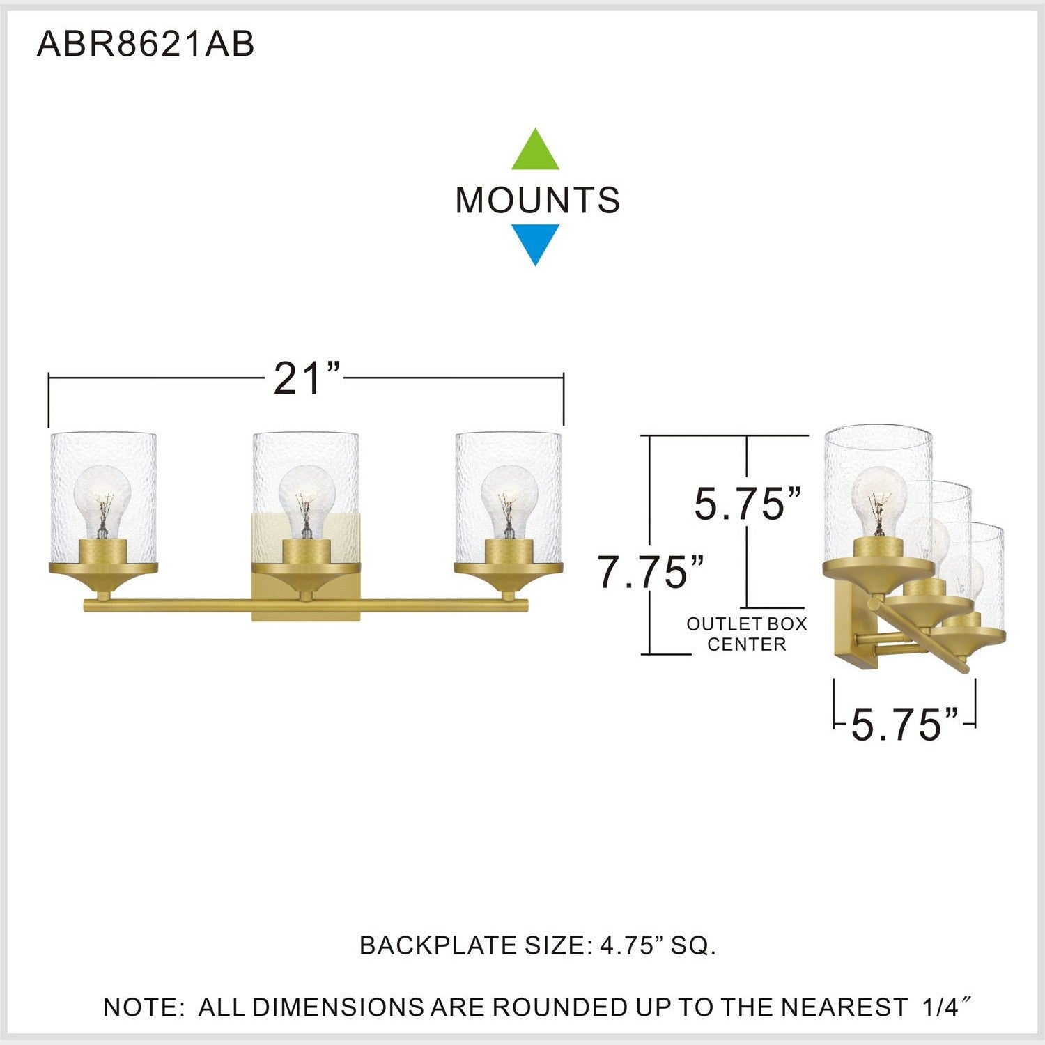 Quoizel - ABR8621AB - Three Light Bath - Abner - Aged Brass