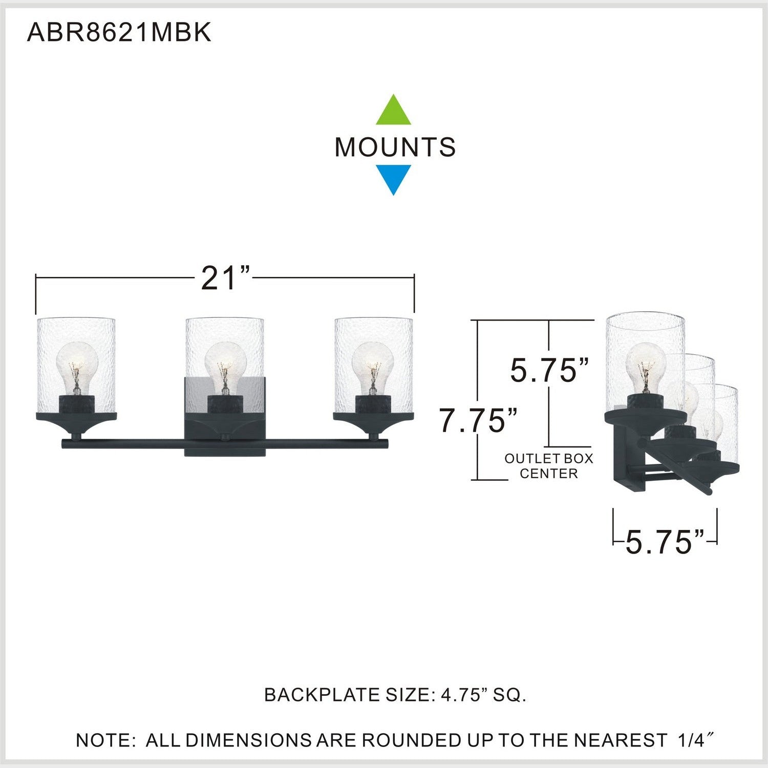 Quoizel - ABR8621MBK - Three Light Bath - Abner - Matte Black