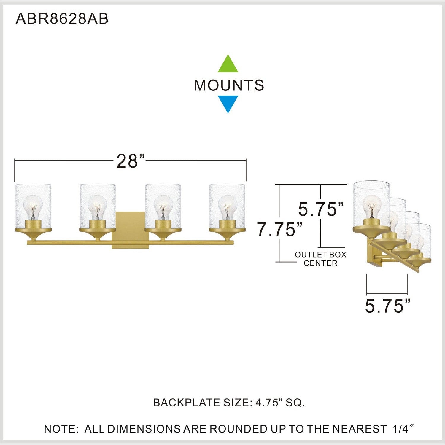 Quoizel - ABR8628AB - Four Light Bath - Abner - Aged Brass