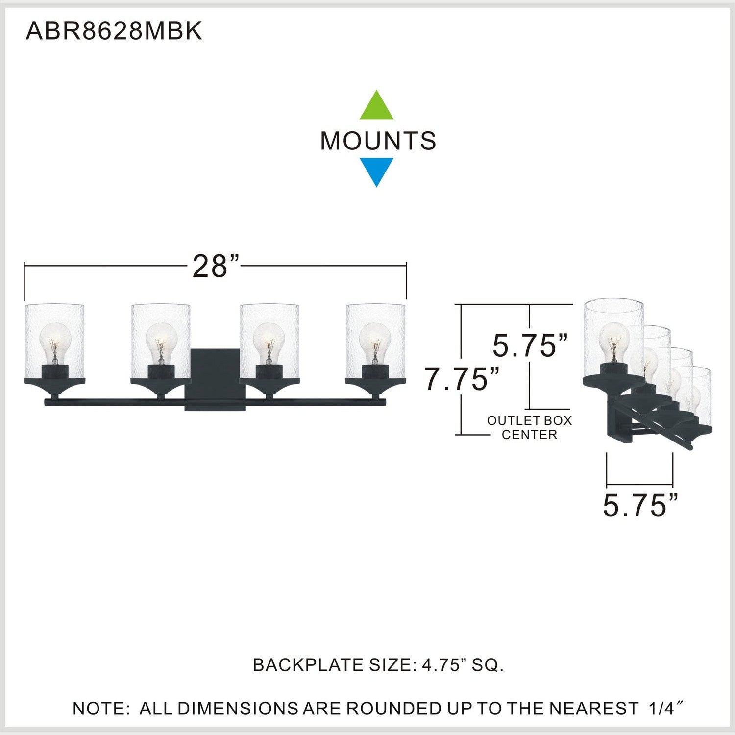 Quoizel - ABR8628MBK - Four Light Bath - Abner - Matte Black