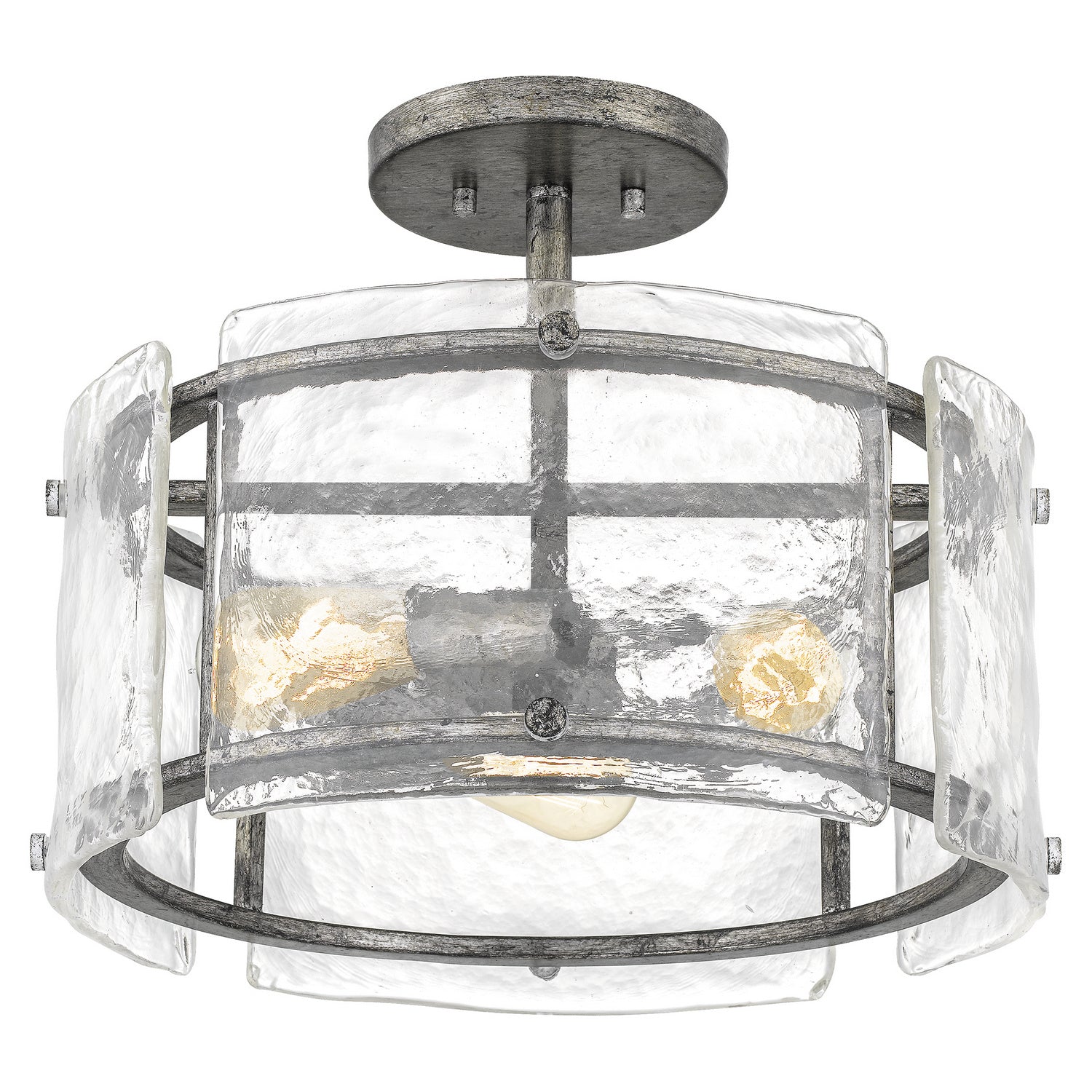 Quoizel - FTS1716MM - Three Light Semi Flush Mount - Fortress - Mottled Silver