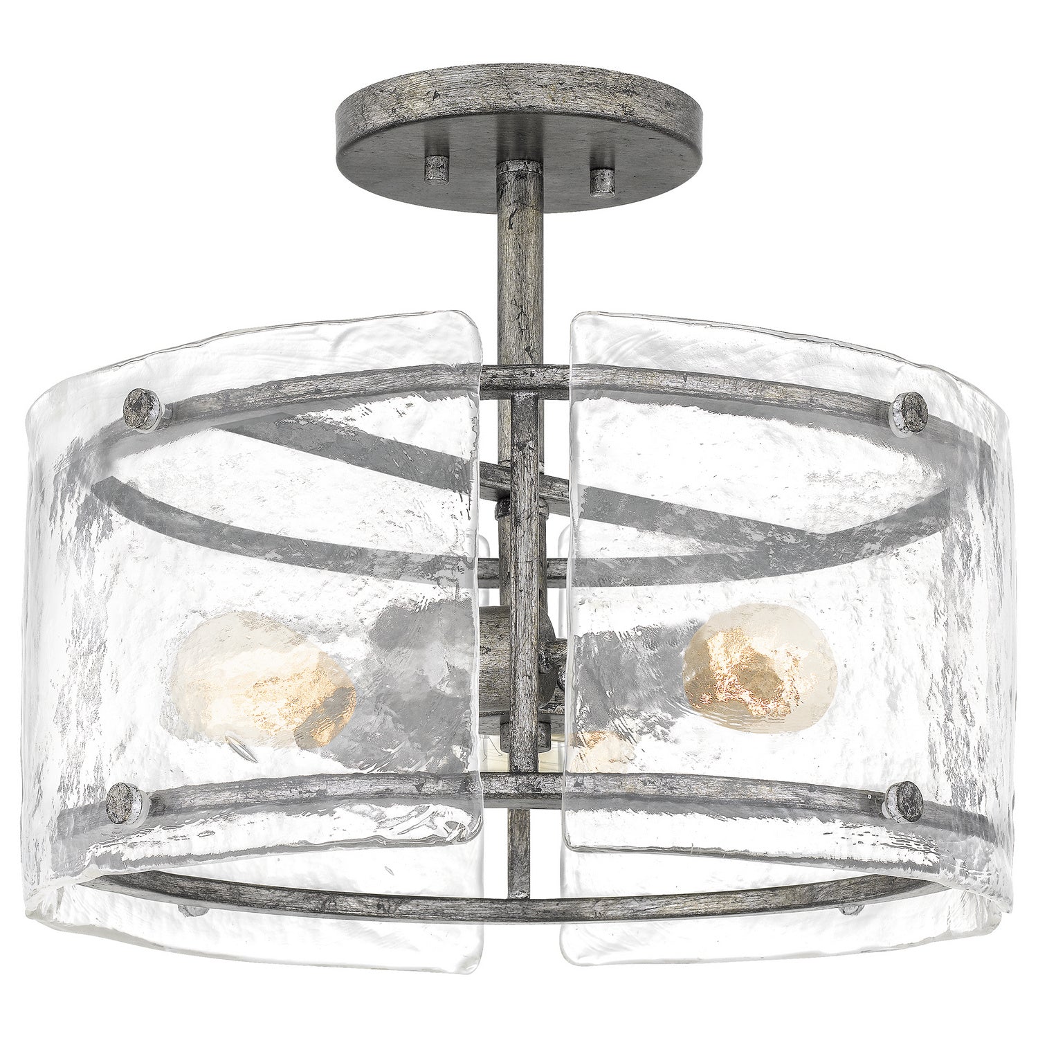 Quoizel - FTS1716MM - Three Light Semi Flush Mount - Fortress - Mottled Silver