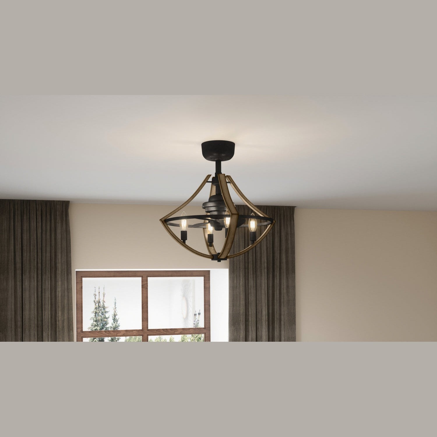 Quoizel - SHR3123RK - Four Light Fandelier - Shire - Rustic Black
