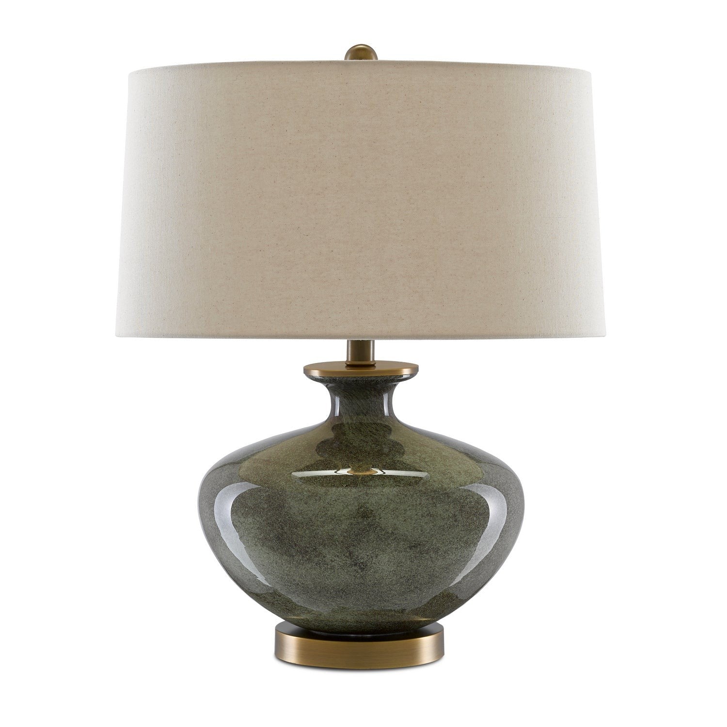Currey and Company - 6000-0601 - One Light Table Lamp - Greenlea Gray Table Lamp - Dark Gray/Moss Green/Antique Brass