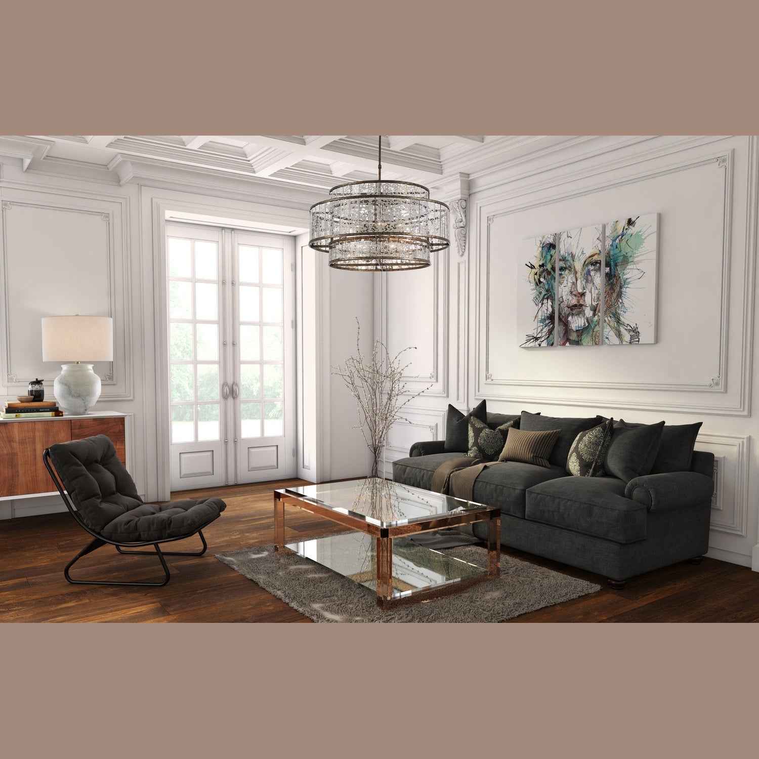 Currey and Company - 6000-0623 - One Light Table Lamp - Kalossi White Table Lamp - White/Gray/Contemporary Silver Leaf