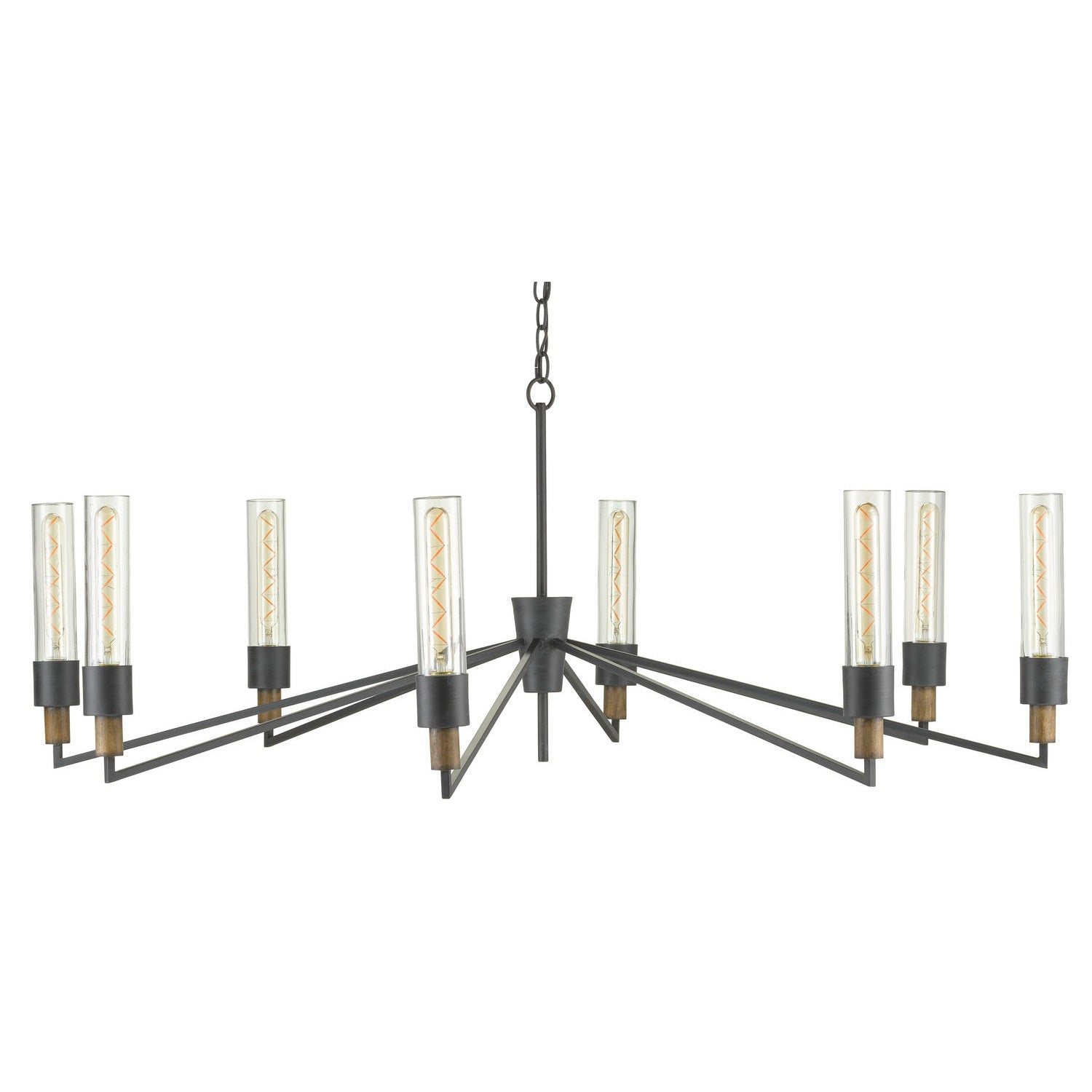 Currey and Company - 9000-0607 - Eight Light Chandelier - Delgado Black Chandelier - Antique Black/Reclaimed Wood